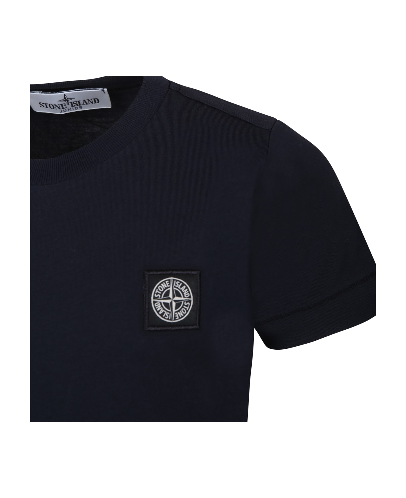 Stone Island Junior Blue T-shirt For Boy With Logo Tシャツ＆ポロシャツ