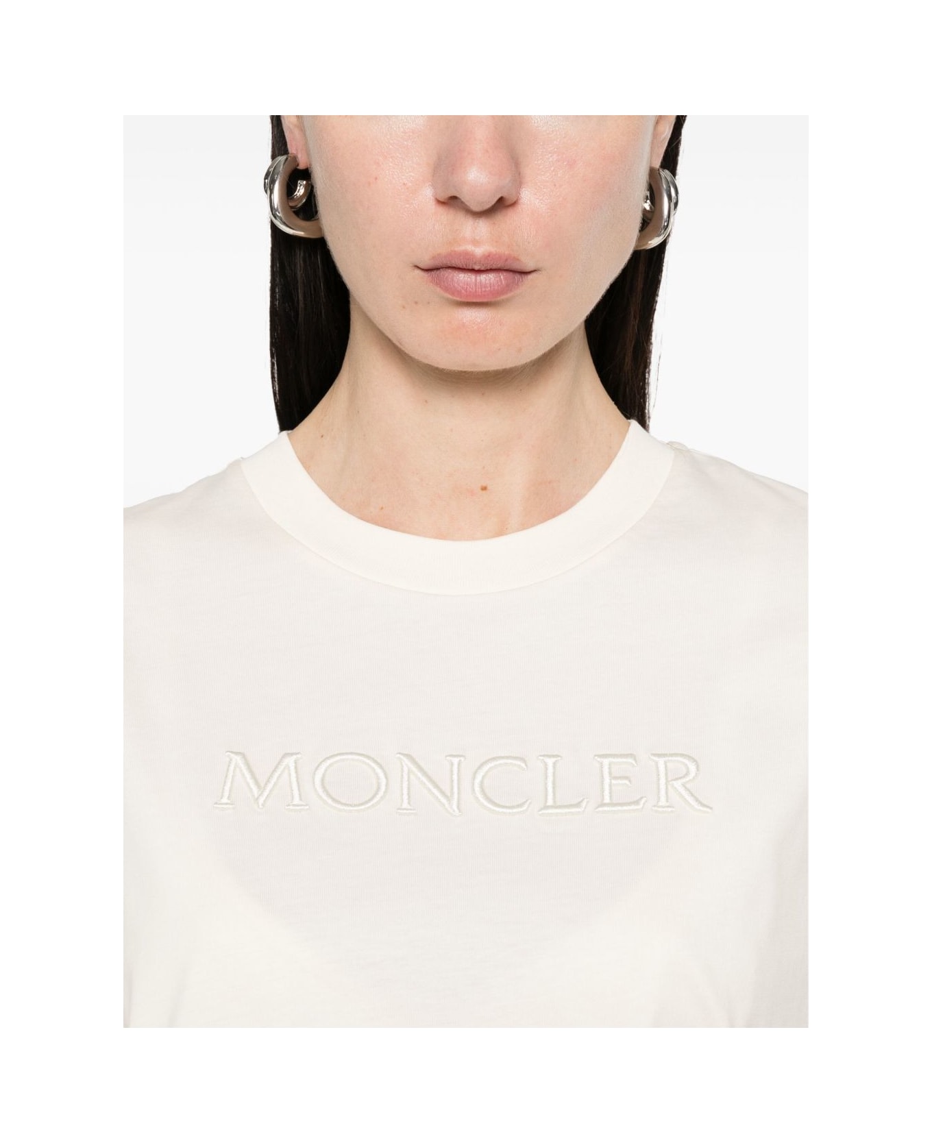 Moncler Logo Cotton T-shirt - Beige