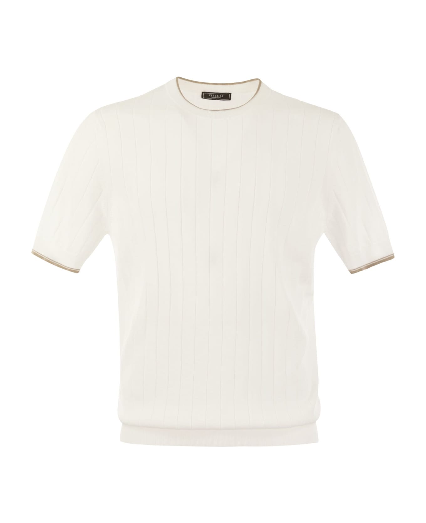 Peserico T-shirt In Pure Cotton Crépe Yarn - White/beige シャツ
