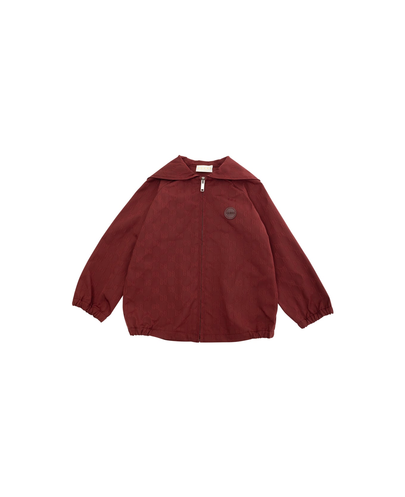 Gucci Red Jacket With All-over Gg Motif In Tech Fabric Baby - Red