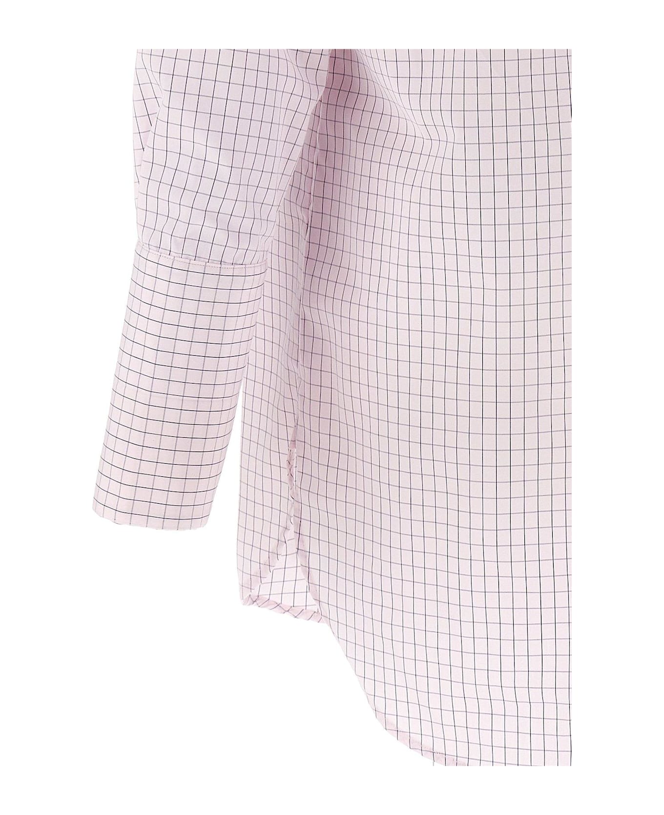 Dries Van Noten Grid Mock-neck Long-sleeve Shirt - PINK