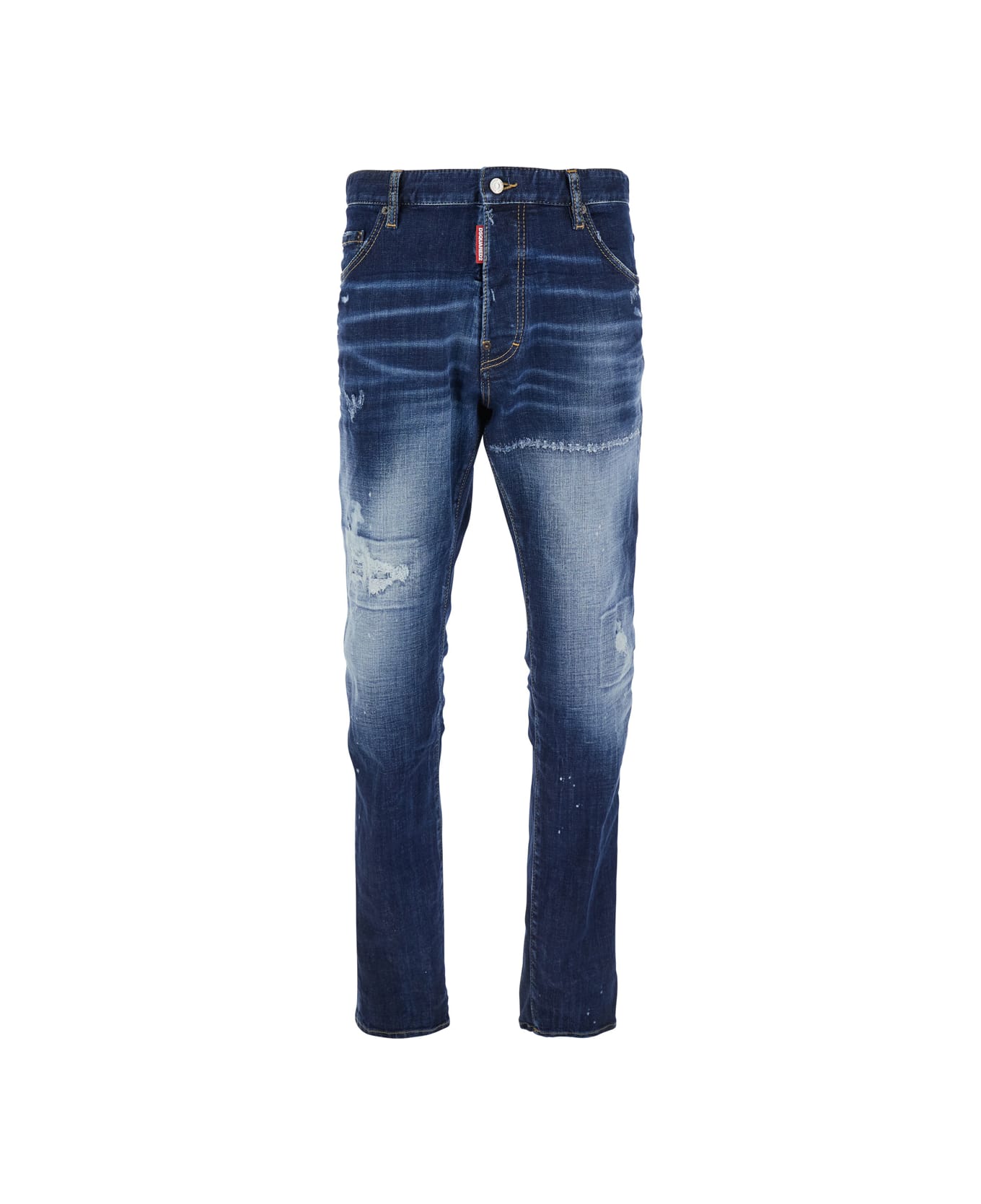 Dsquared2 'cool Guy' Blue Five Pocket Jeans With Distressed Effect And Logo Patch On The Back In Denim Man - Blu