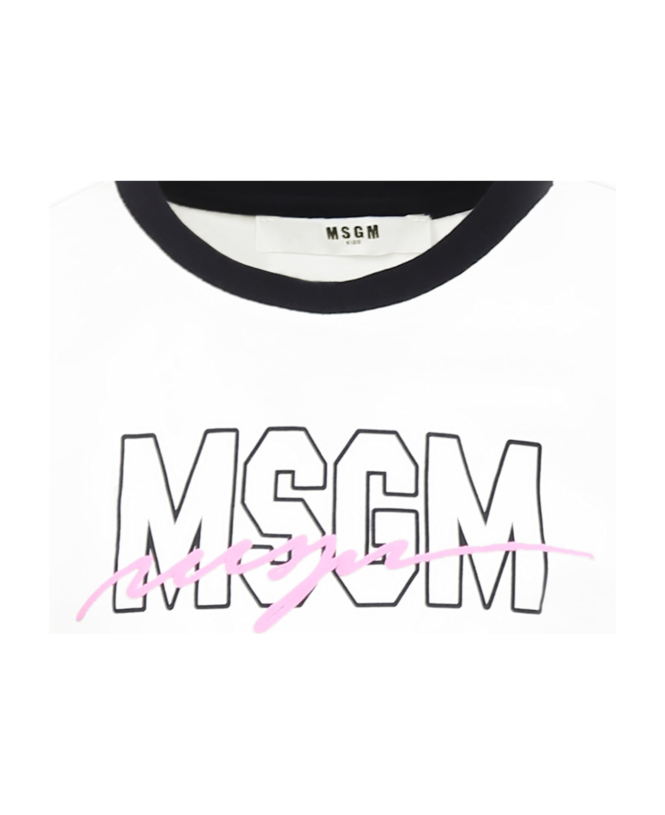 MSGM White T-shirt For Girl With Logo - White