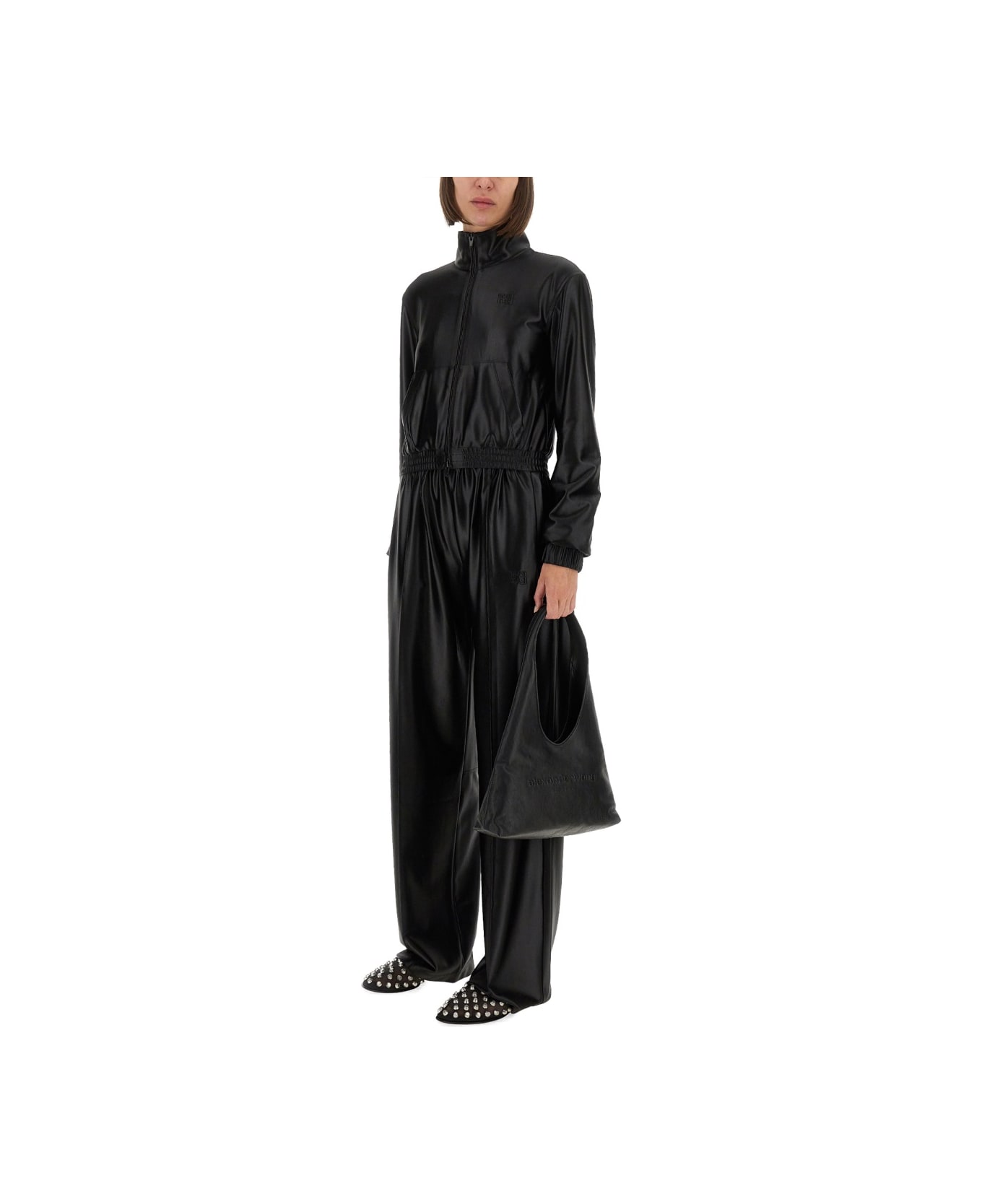 Alexander Wang Satin Faille Sweatshirt - BLACK