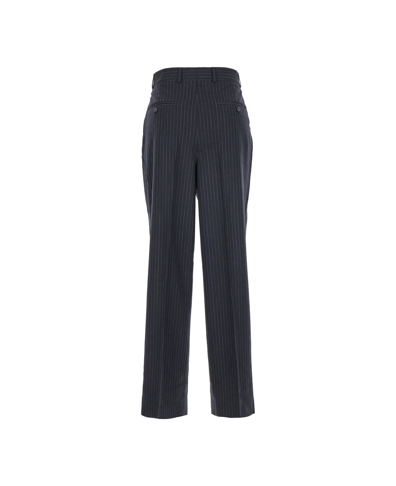 Totême Blue Pinstriped Pants With High Waist And Belt Loops In Wool Blend Woman - Blu