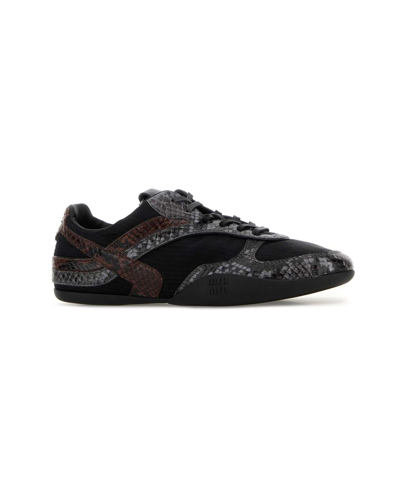 Miu Miu Multicolor Fabric And Leather Sneakers - NERO+ARDESIA