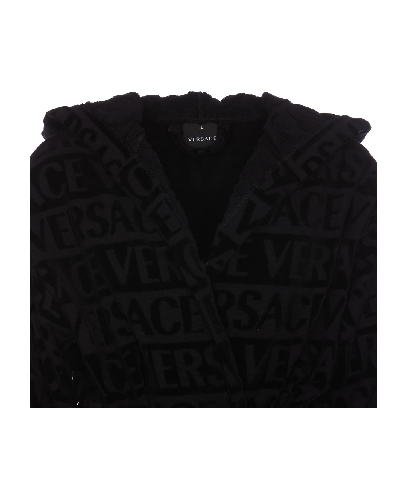 Versace Allover Bathrobe - Black フリース