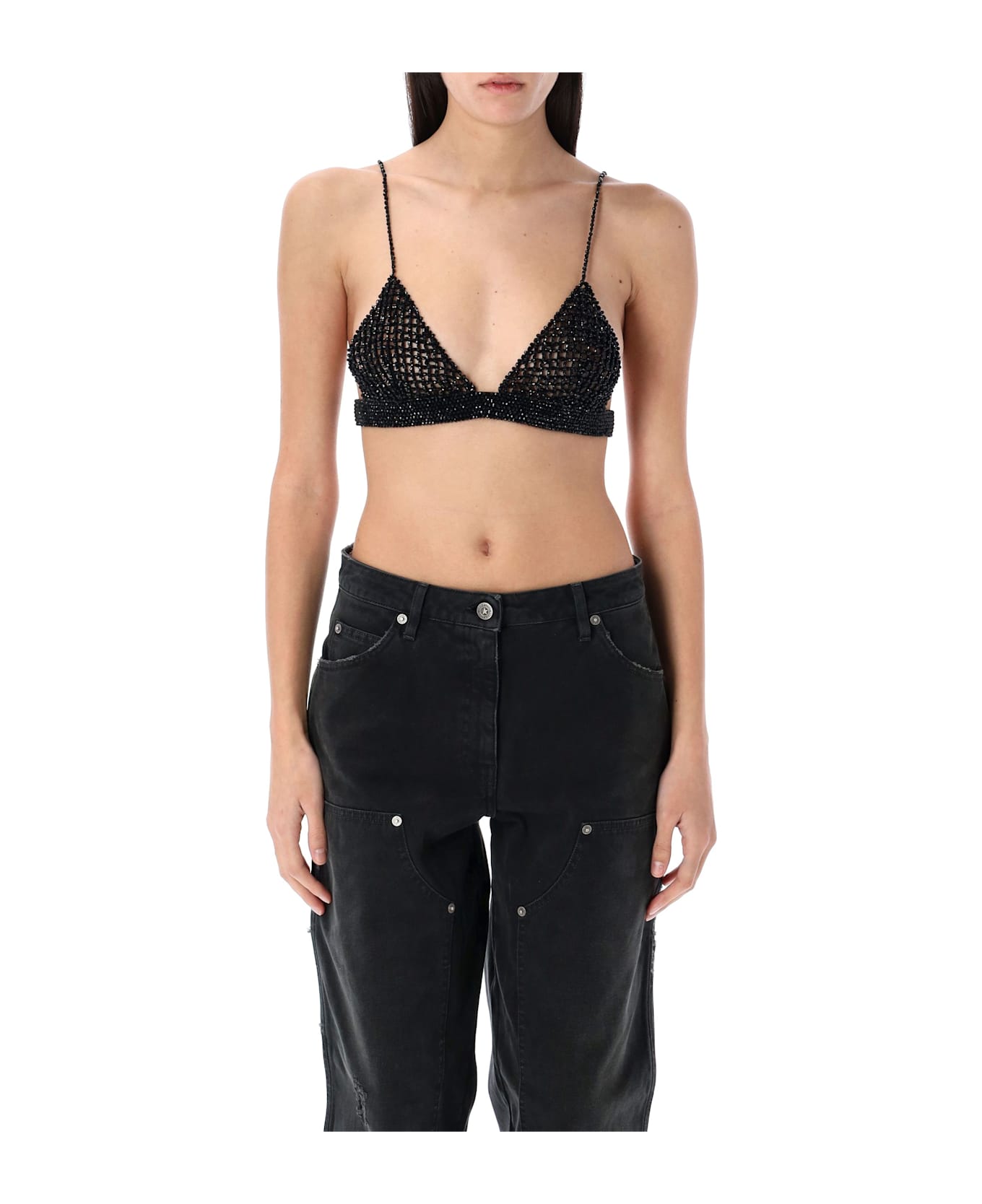 Golden Goose Crochet Top With Crystals - BLACK