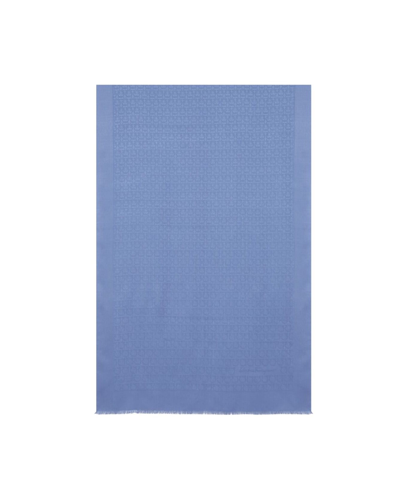 Ferragamo Gancini Silk And Wool Stole - Clear Blue