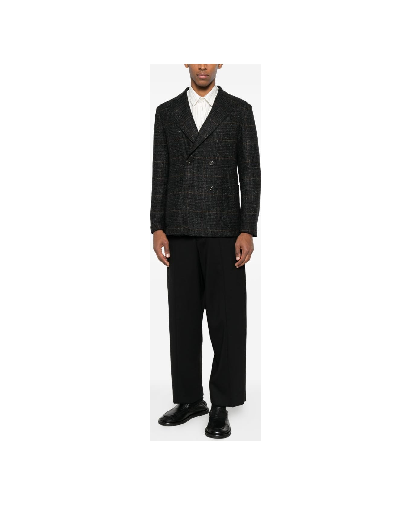 Boglioli Double-breasted Checked Jacket - Grey