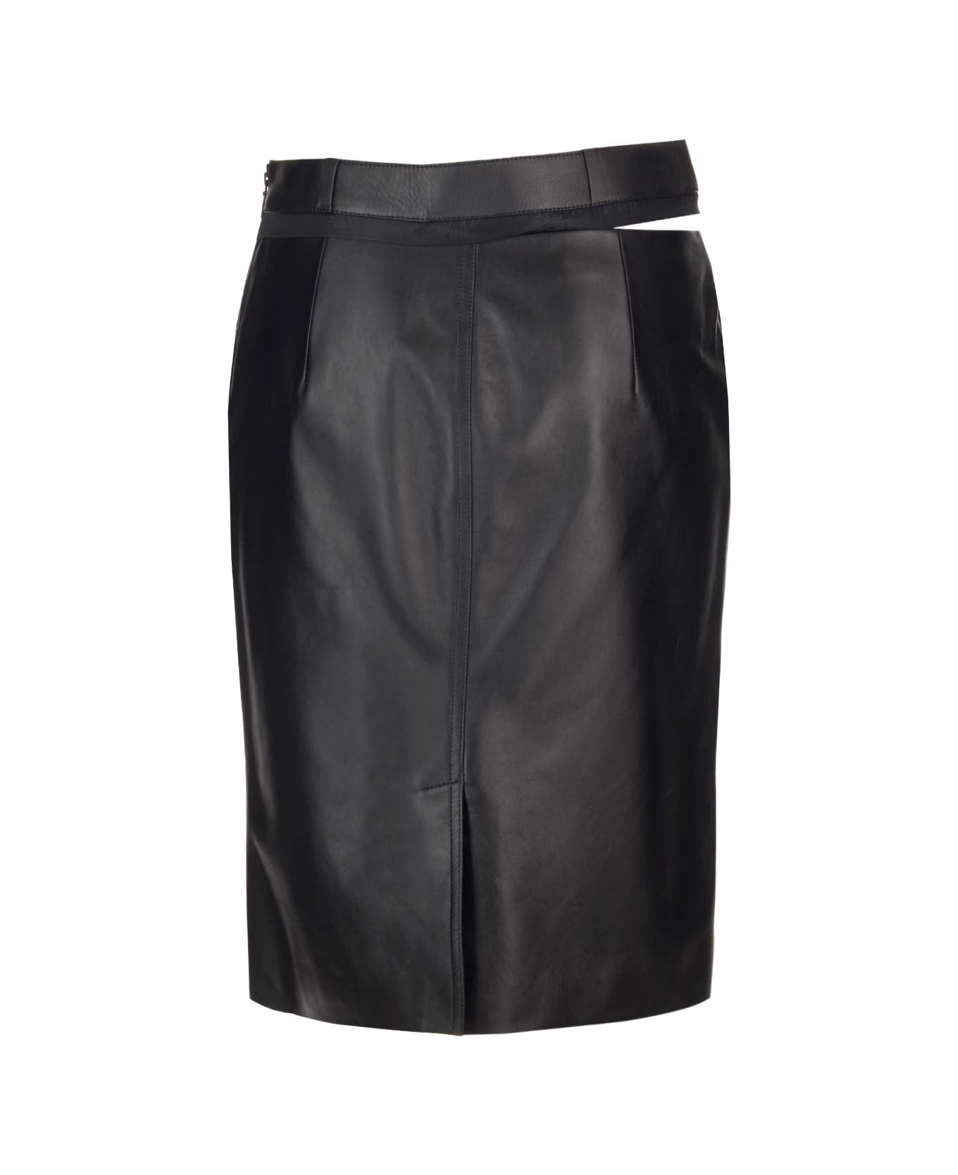 Fendi Leather Midi Skirt - Black スカート