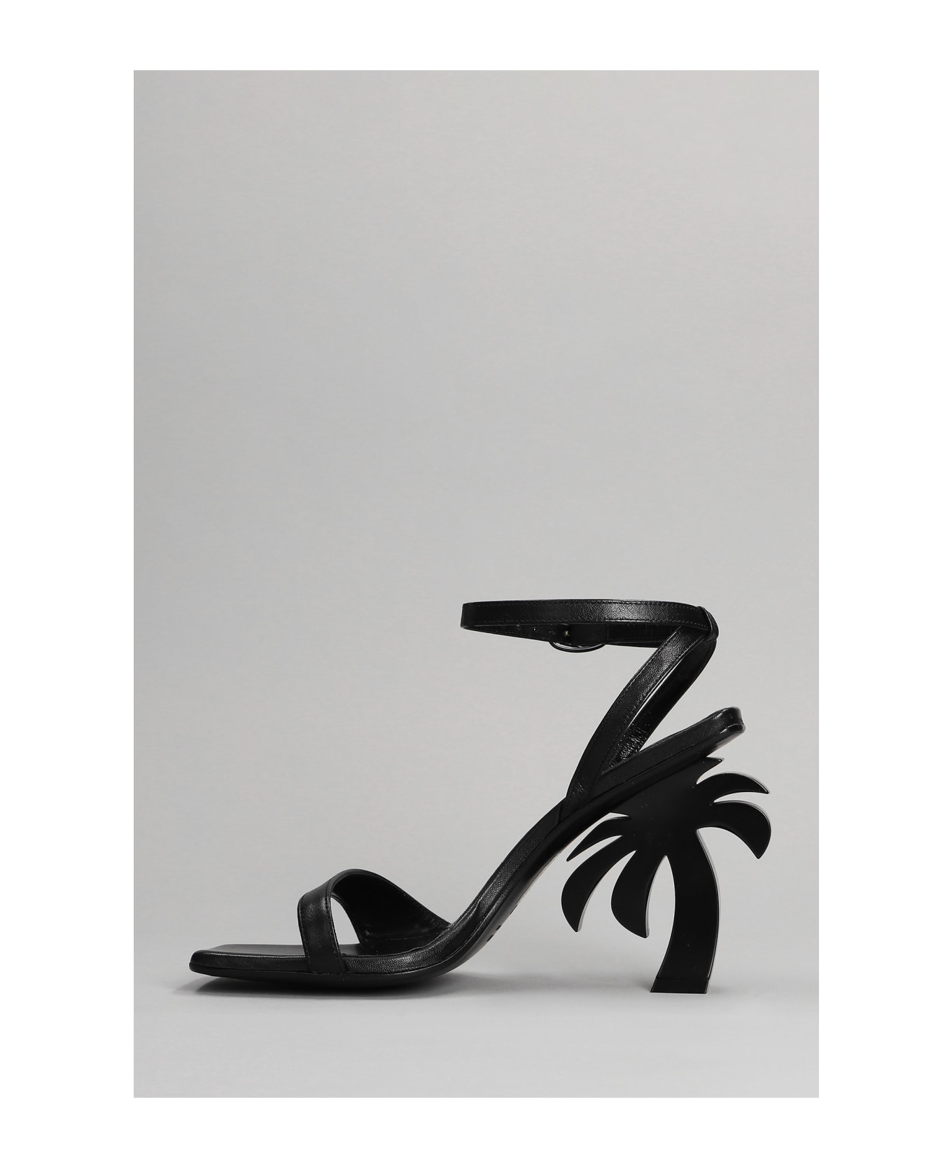Palm Angels Sandals In Black Leather - black