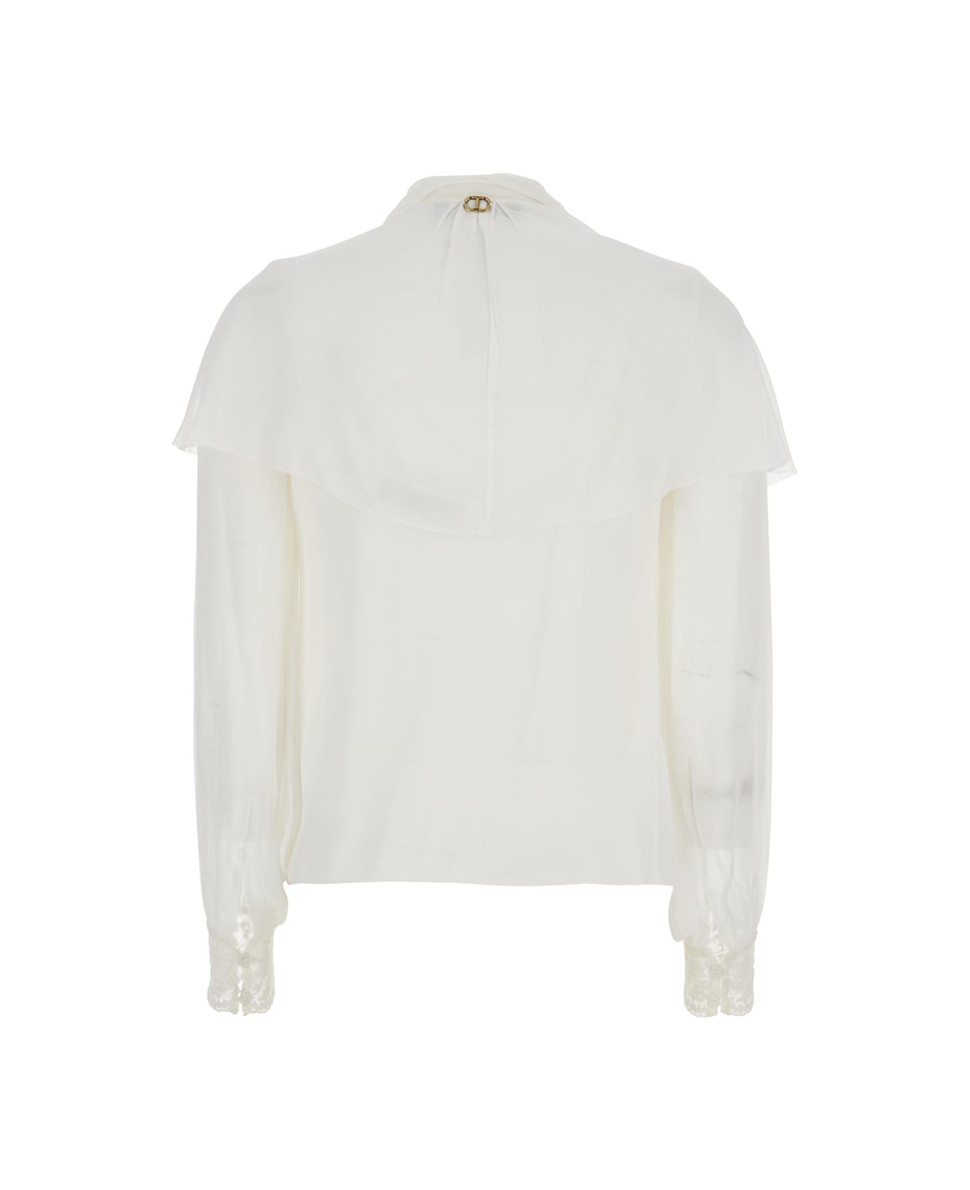 TwinSet White Shirt With Layered Design And Draped Details In Viscose Woman - White