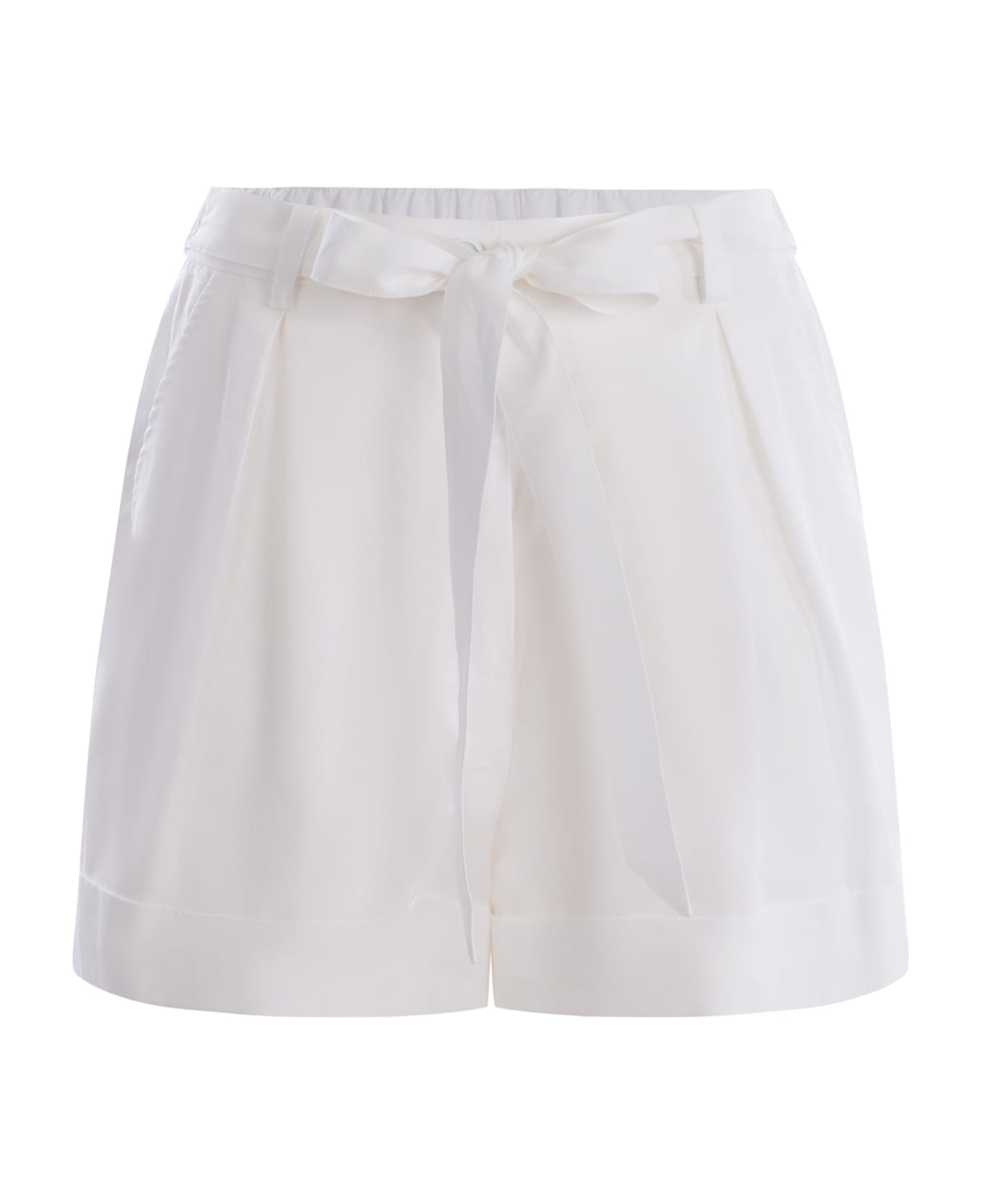 Pinko Shorts Pinko "primula" Made Of Slub Linen - Bianco