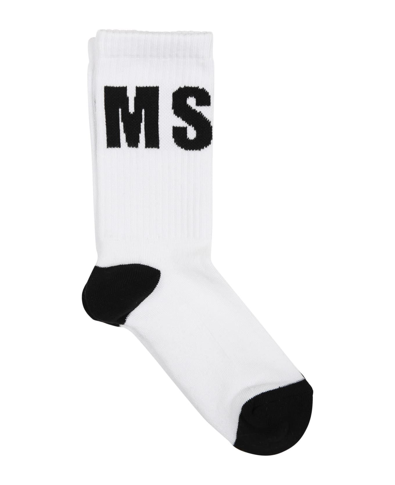 MSGM White Socks For Kids With Logo - White アンダーウェア