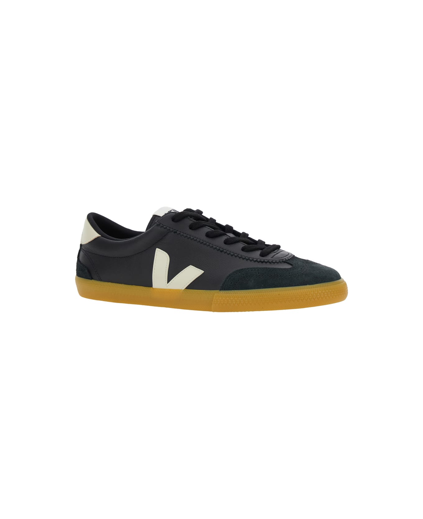 Veja 'volley' Black Sneakers With Side Logo And Lettering Logo On The Heel In Organic Cotton Unisex - Black スニーカー
