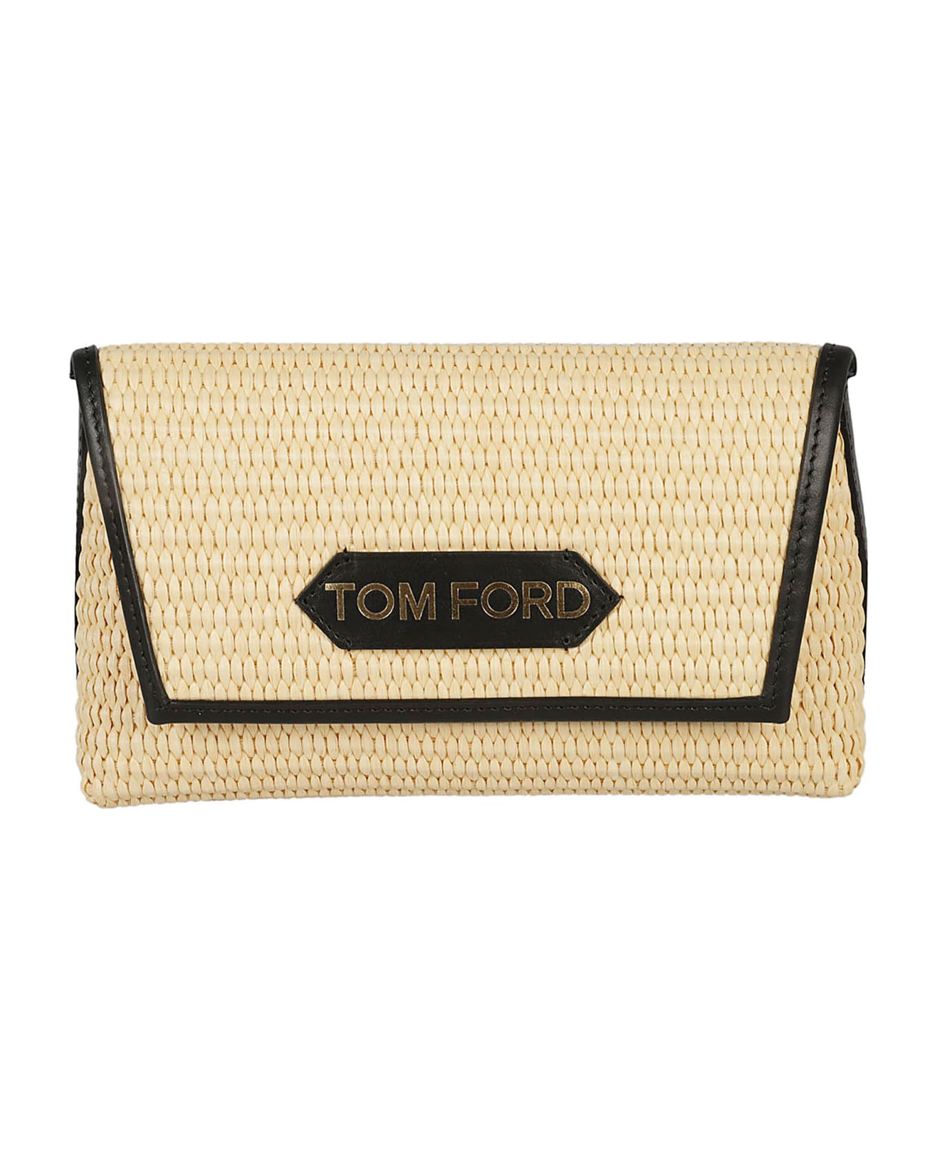 Tom Ford Weave Logo Patch Tote - Natural/Black クラッチバッグ