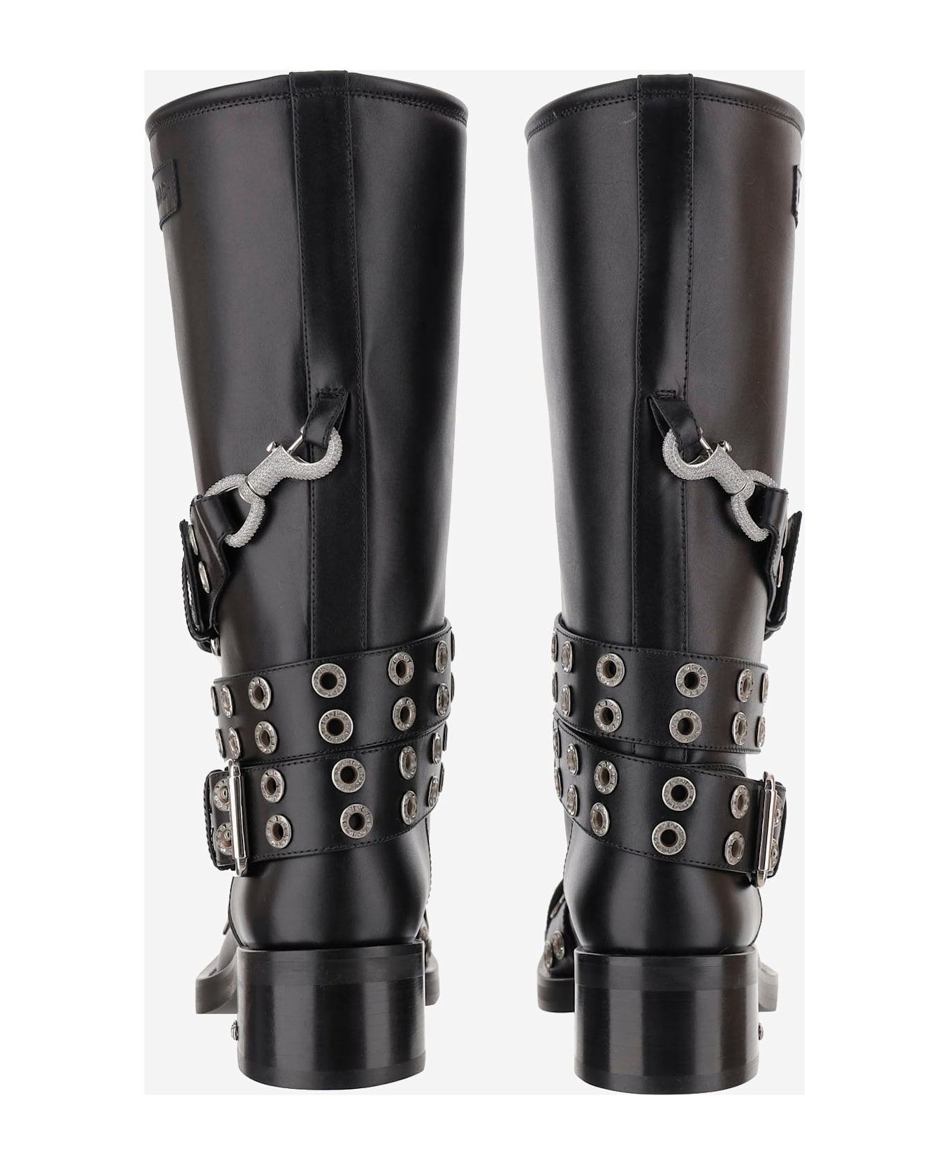 Mach 
Mach Leather Combat Boots With Straps And Eyelets - Black