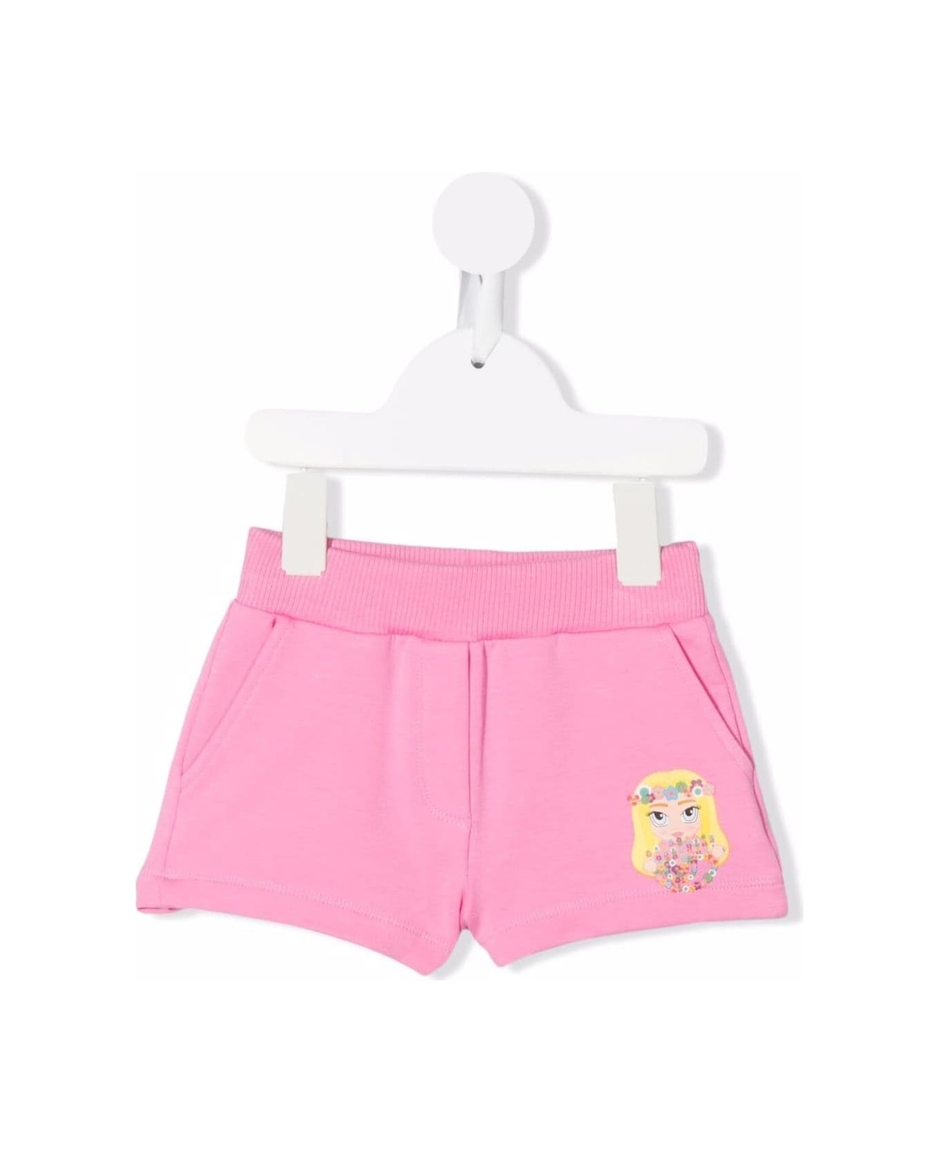 Chiara Ferragni Pink Cotton Shorts With Mascot Print - Pink