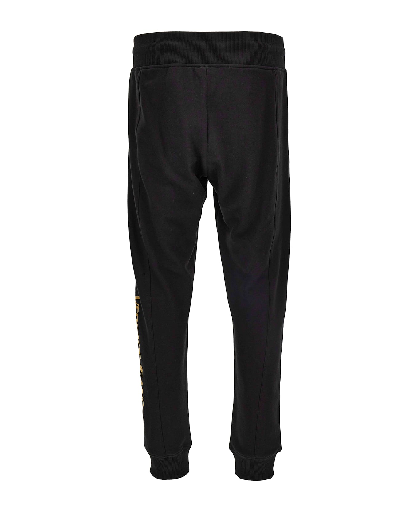 Versace Jeans Couture Black Sweatpants With Gold Logo Print - Black ボトムス