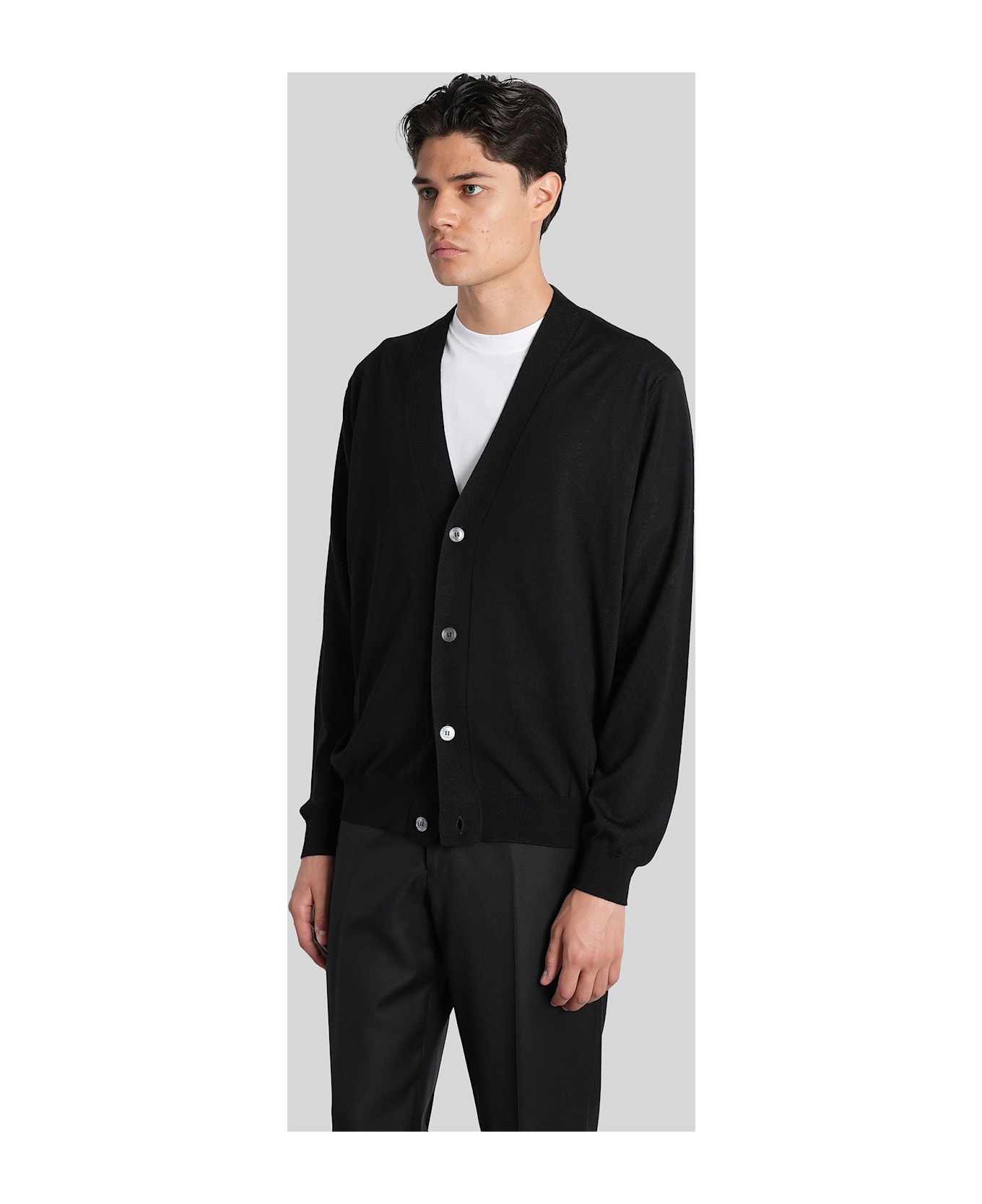 Lardini Cardigan In Black Wool - black