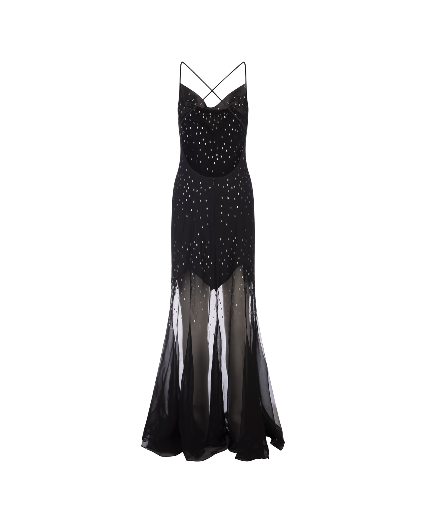 Paco Rabanne Long Black Dress With Crystals - Black ワンピース＆ドレス