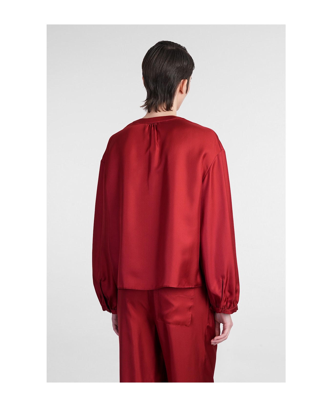 Loulou Studio Lea Blouse In Red Silk - red