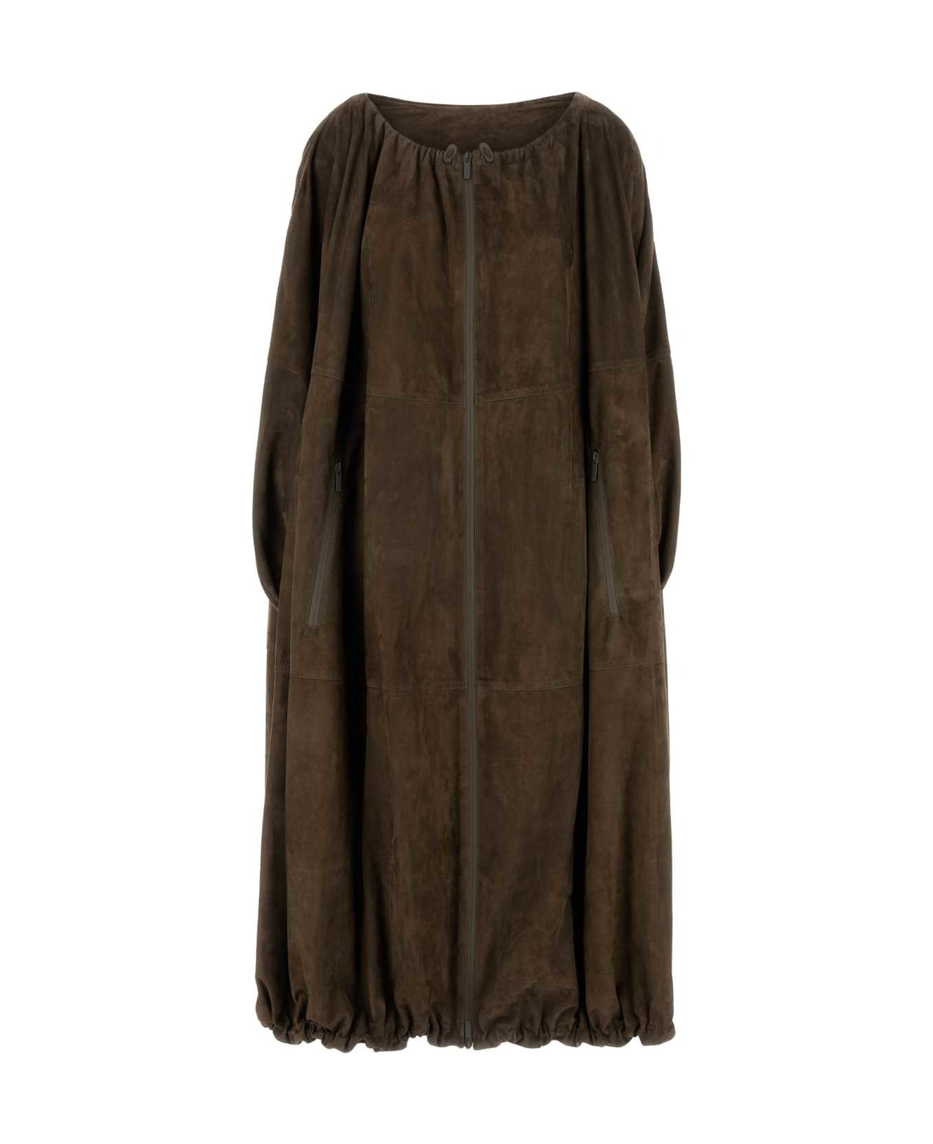 Ferragamo Brown Suede Overcoat - CONCRETE