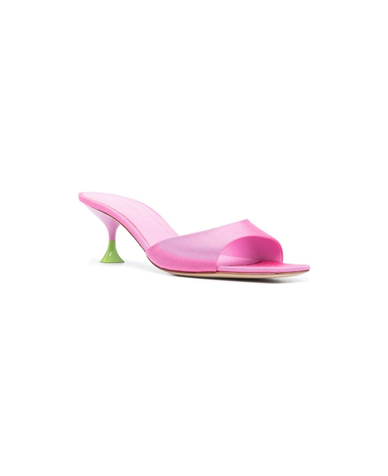 3JUIN 'kimi' Pink Sandals With Contrasting Enamelled Heel In Viscose Woman - Pink
