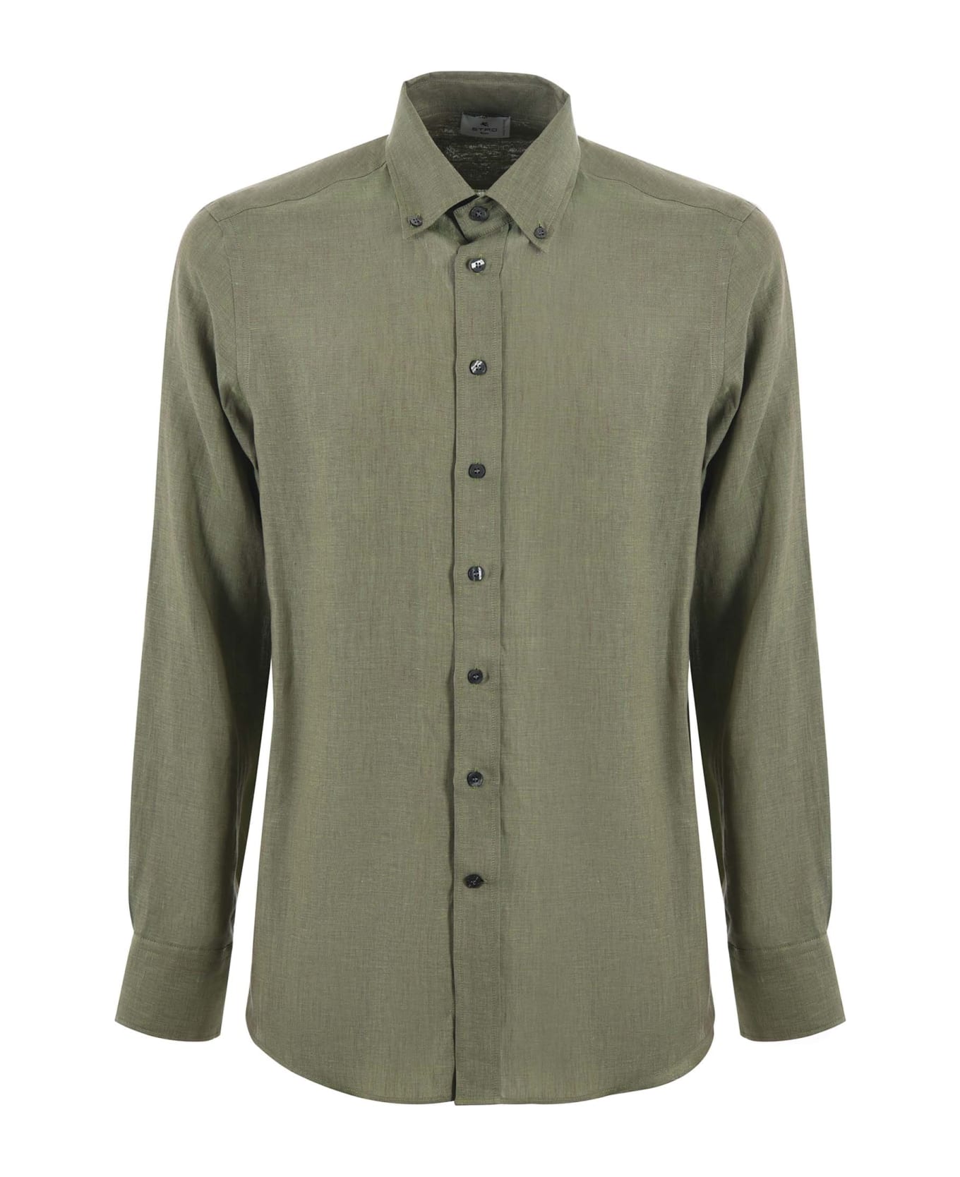 Etro Linen Shirt Military Green Iridescent - Verde militare シャツ