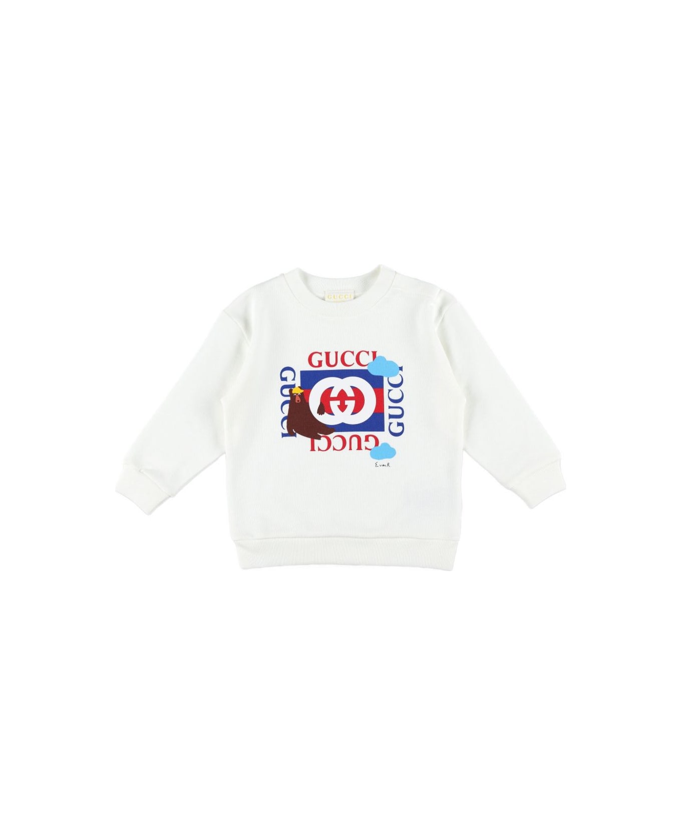 Gucci Kids White Cotton Crewneck Sweatshirt - White