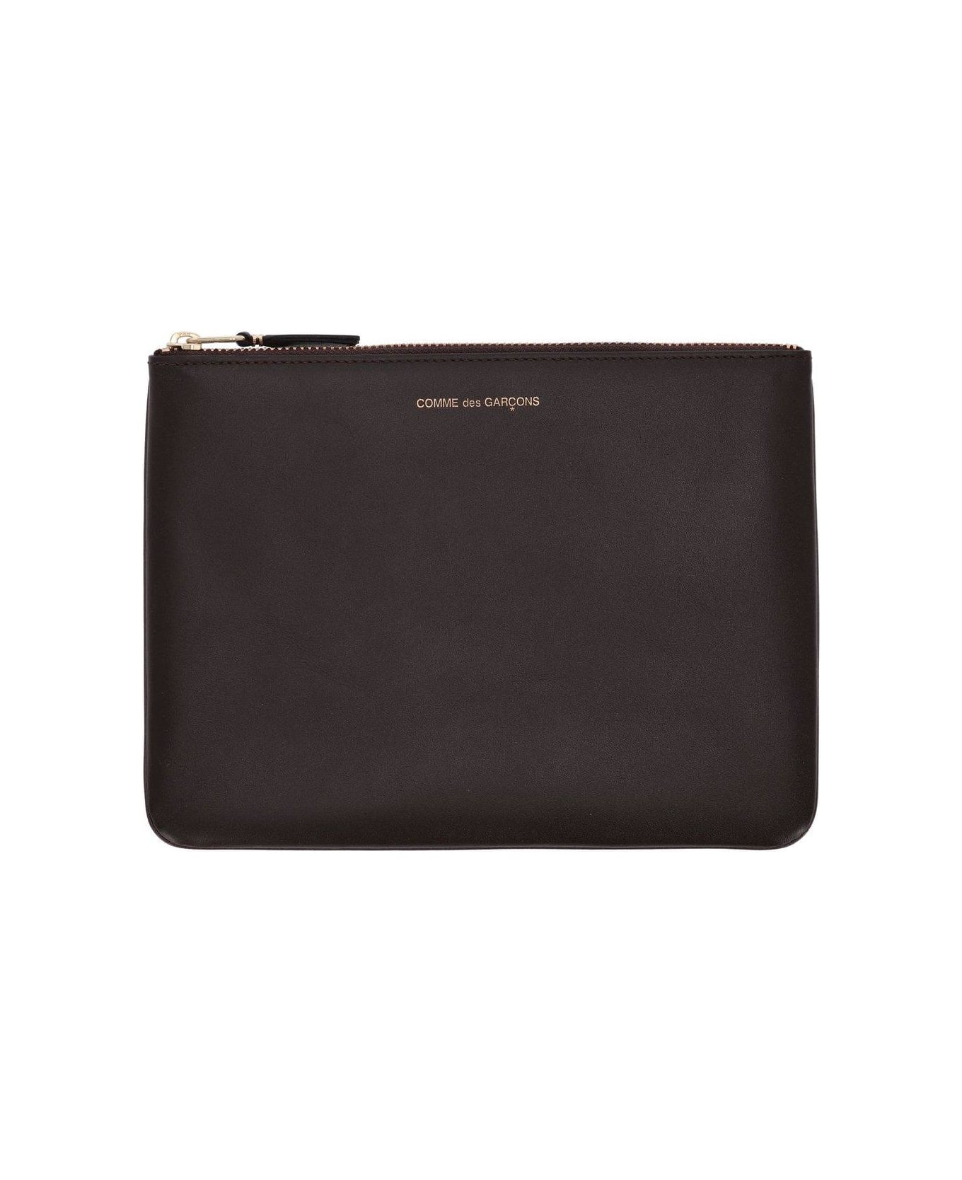 Comme des Garçons Wallet Logo Detailed Zipped Wallet - Brown 財布