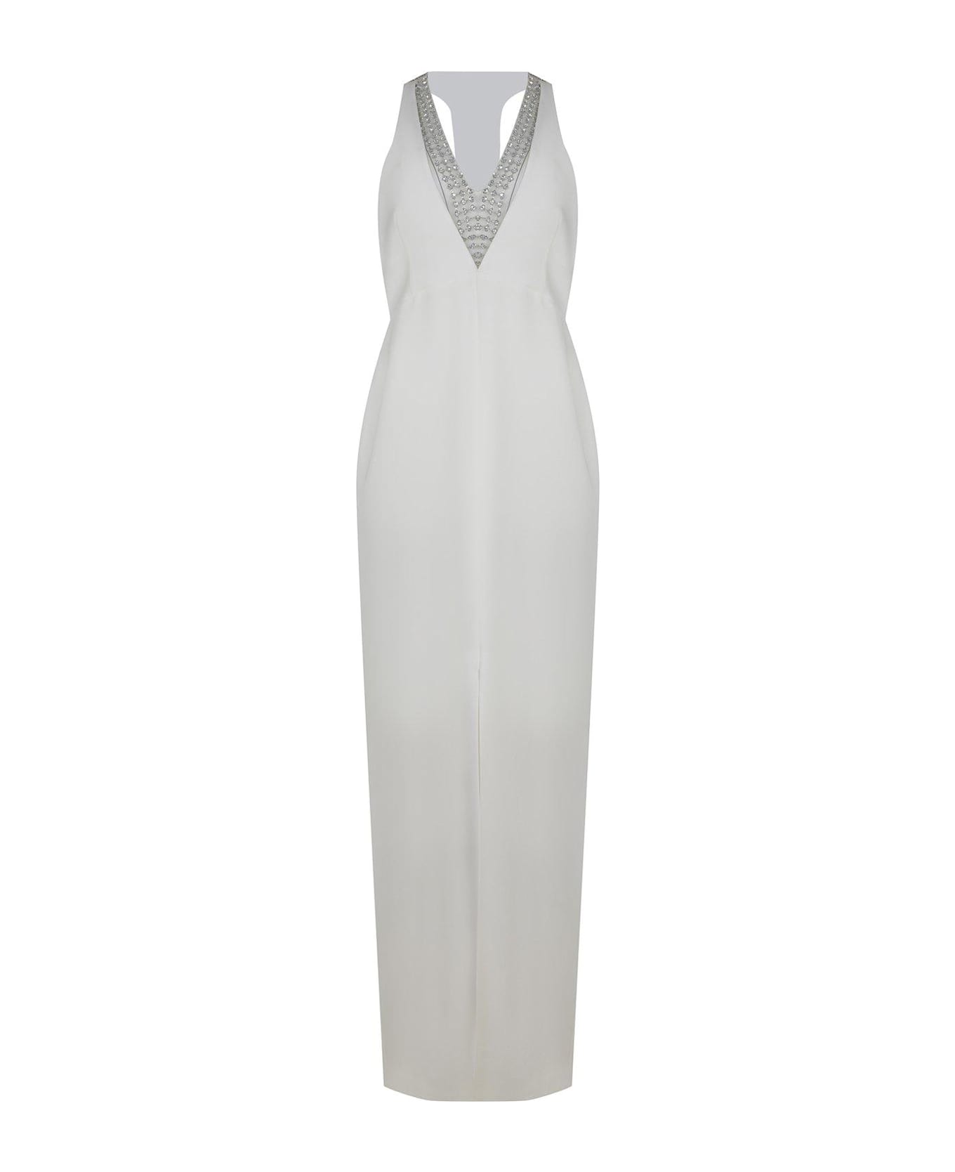 Max Mara Pianoforte Secolo Embellished V-neck Sleeveless Dress Max Mara Pianoforte - Bianco