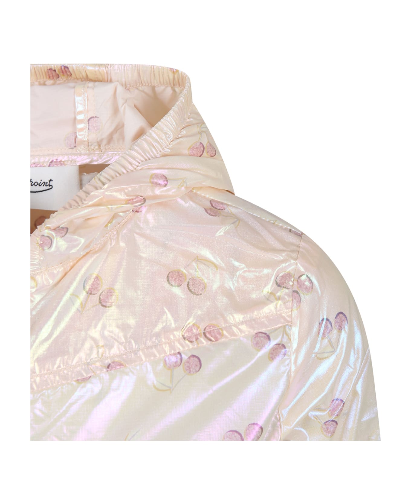 Bonpoint Pink Windbreaker For Girl With All-over Cherries - Pink コート＆ジャケット