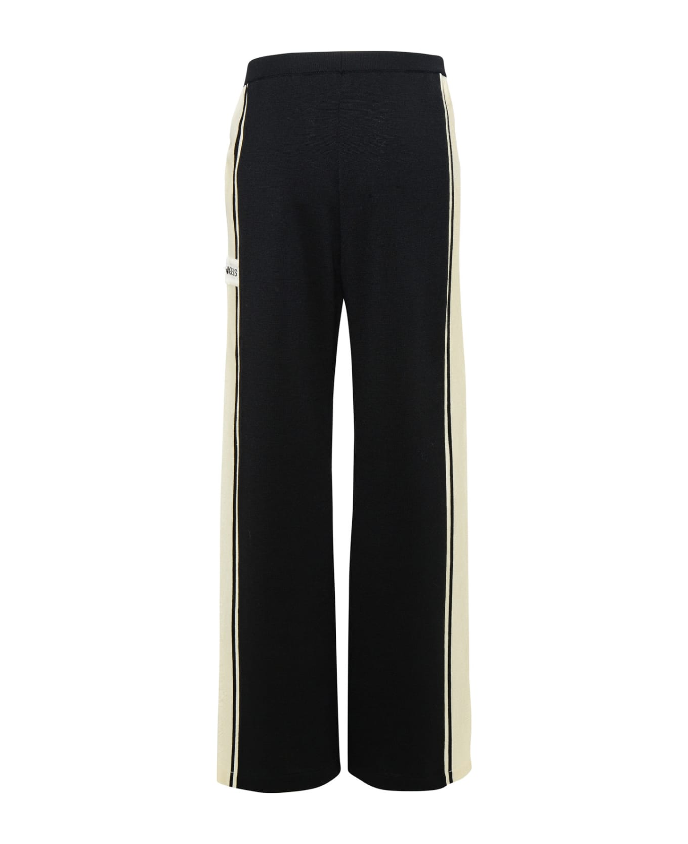 Palm Angels Wool Sport Pants With Logo - Black