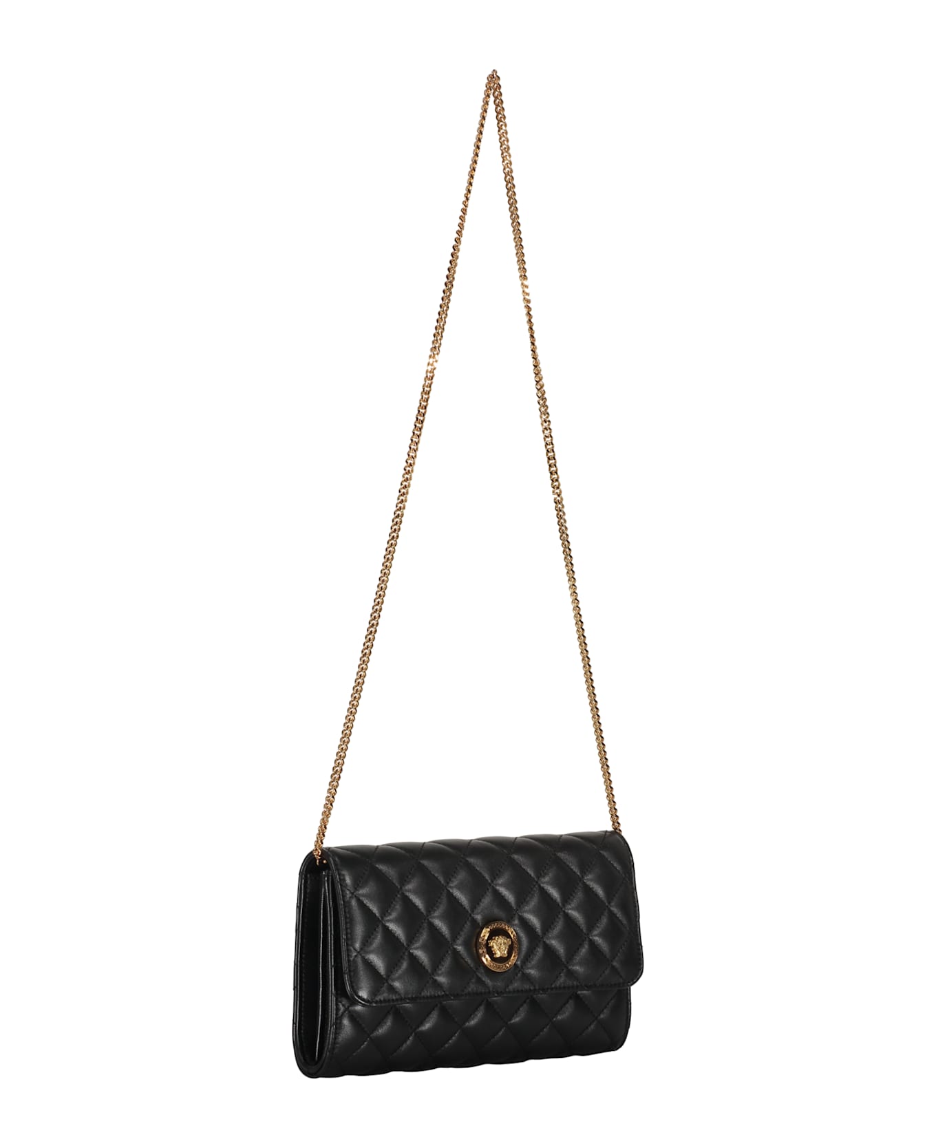 Versace Leather Clutch With Logo - black