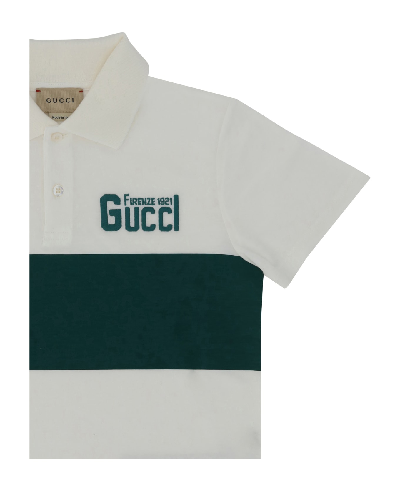 Gucci Polo Shirt For Boy - New White/green