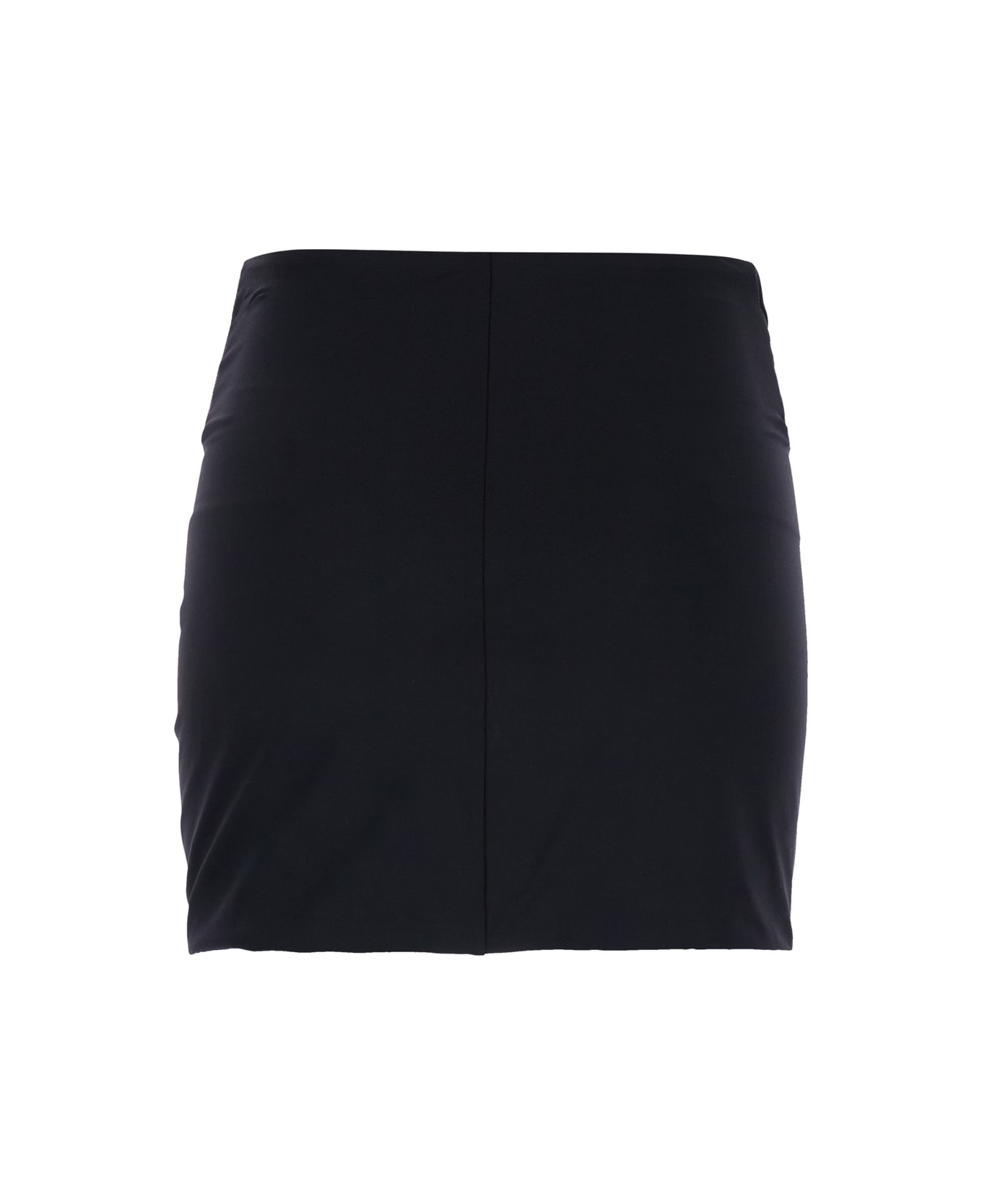 Federica Tosi Black Wrinkled Mini Skirt In Techno Fabric Stretch Woman - Black