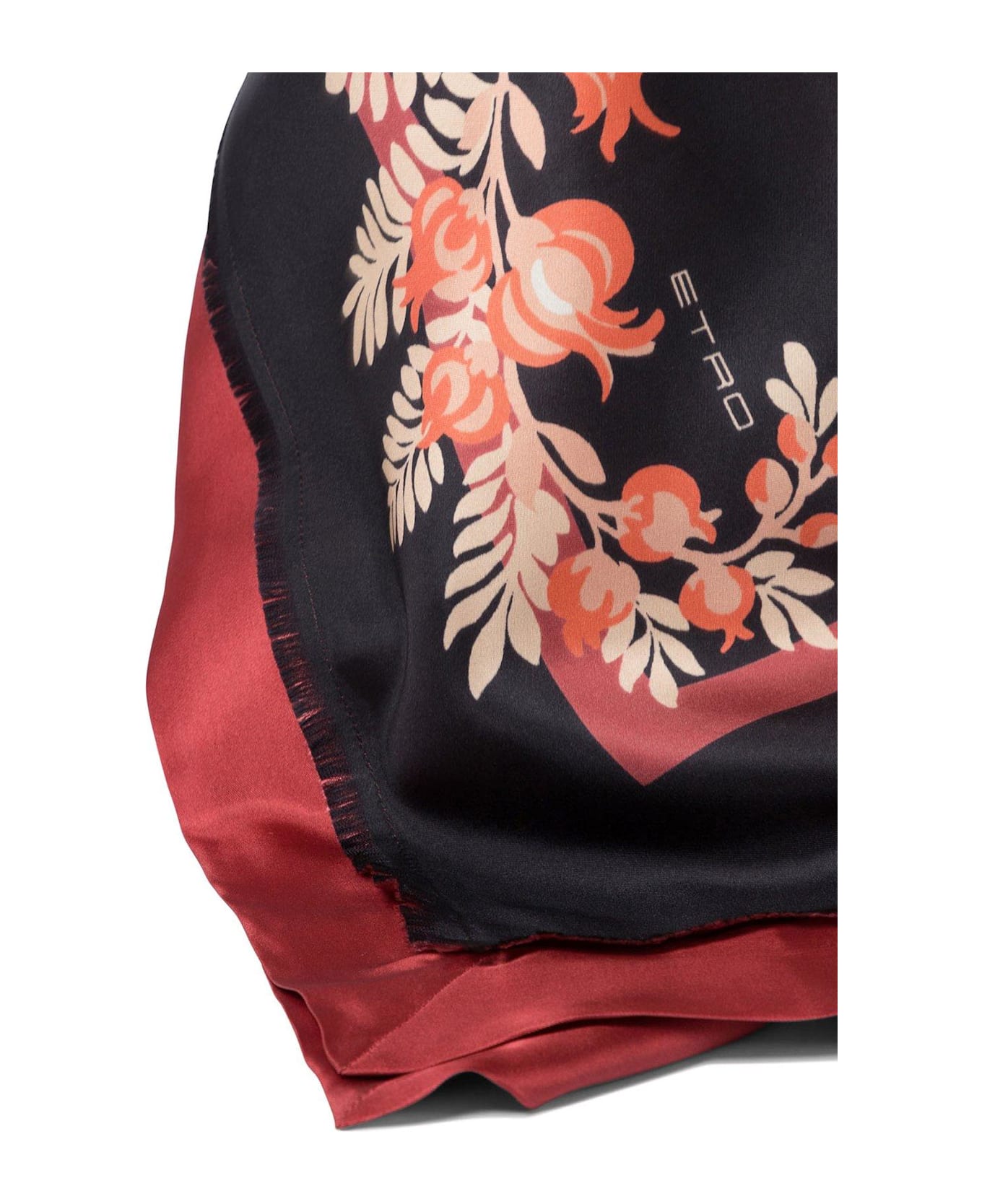 Etro Floral Printed Square Scarf - Stampa Fondo Nero