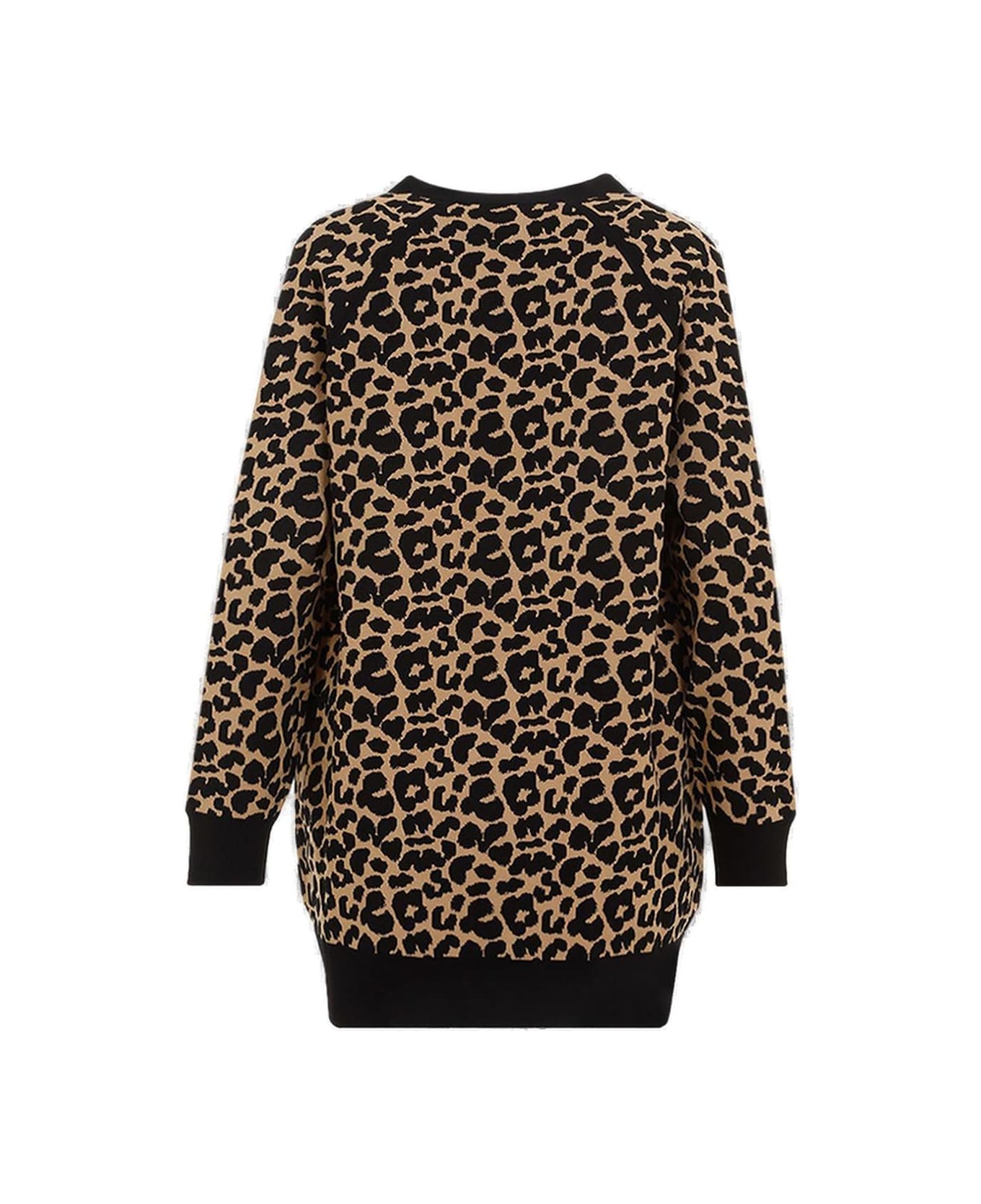 Max Mara Leopard Patterned V-neck Cardigan - Marrone