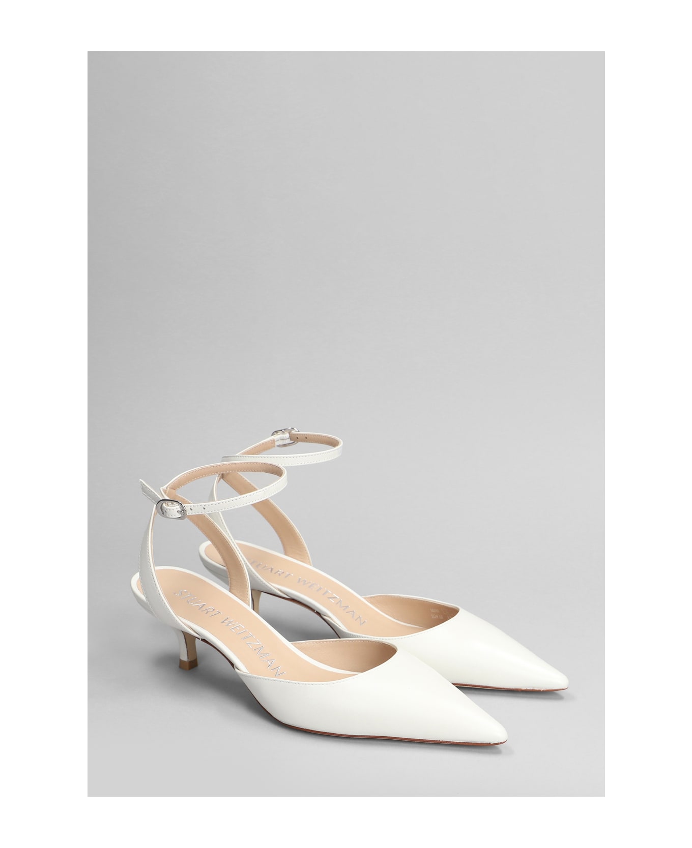 Stuart Weitzman Barelythere 50 Pumps In White Leather - white