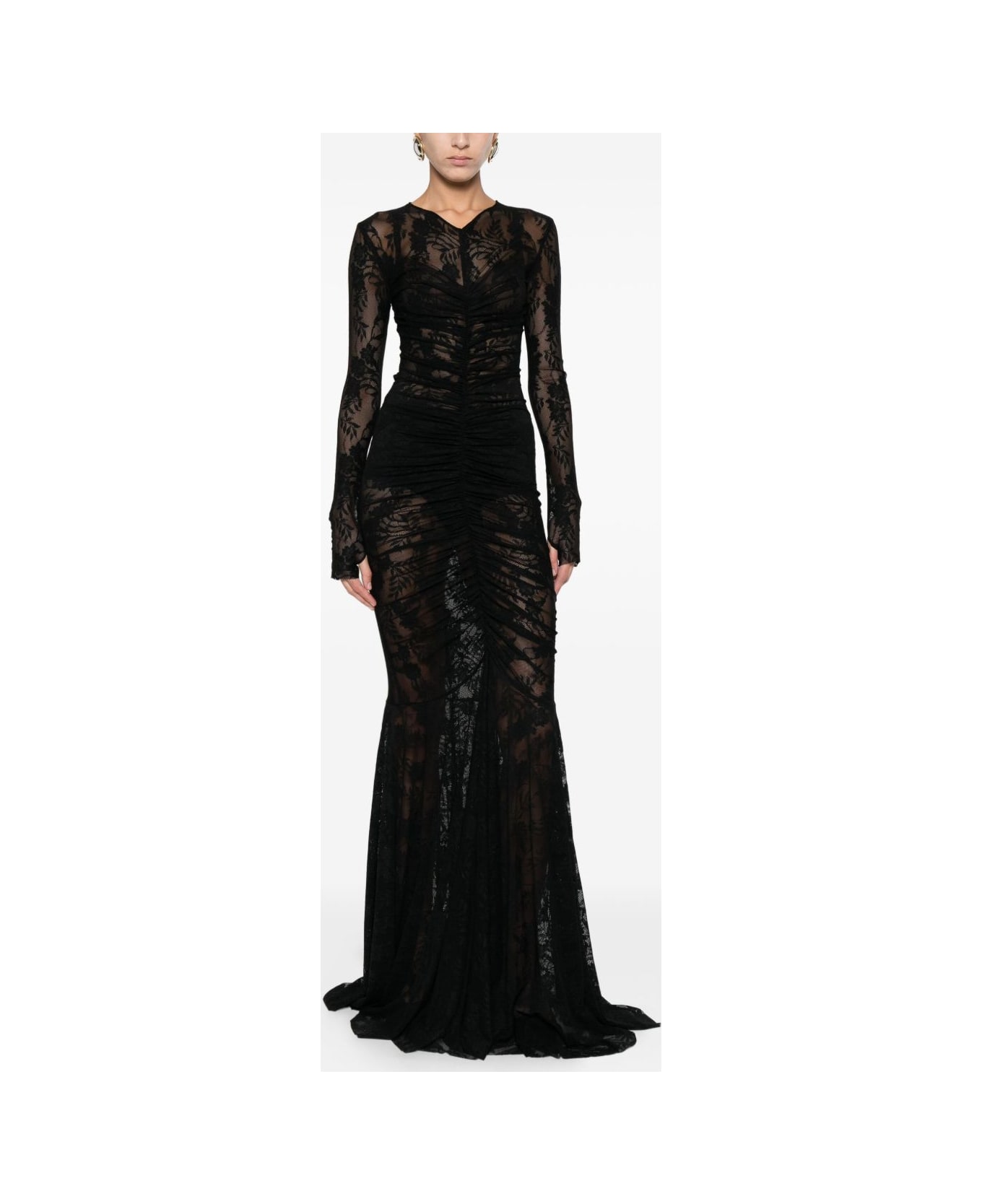 Norma Kamali Long Sleeve V-neck Maxi Dress - Black