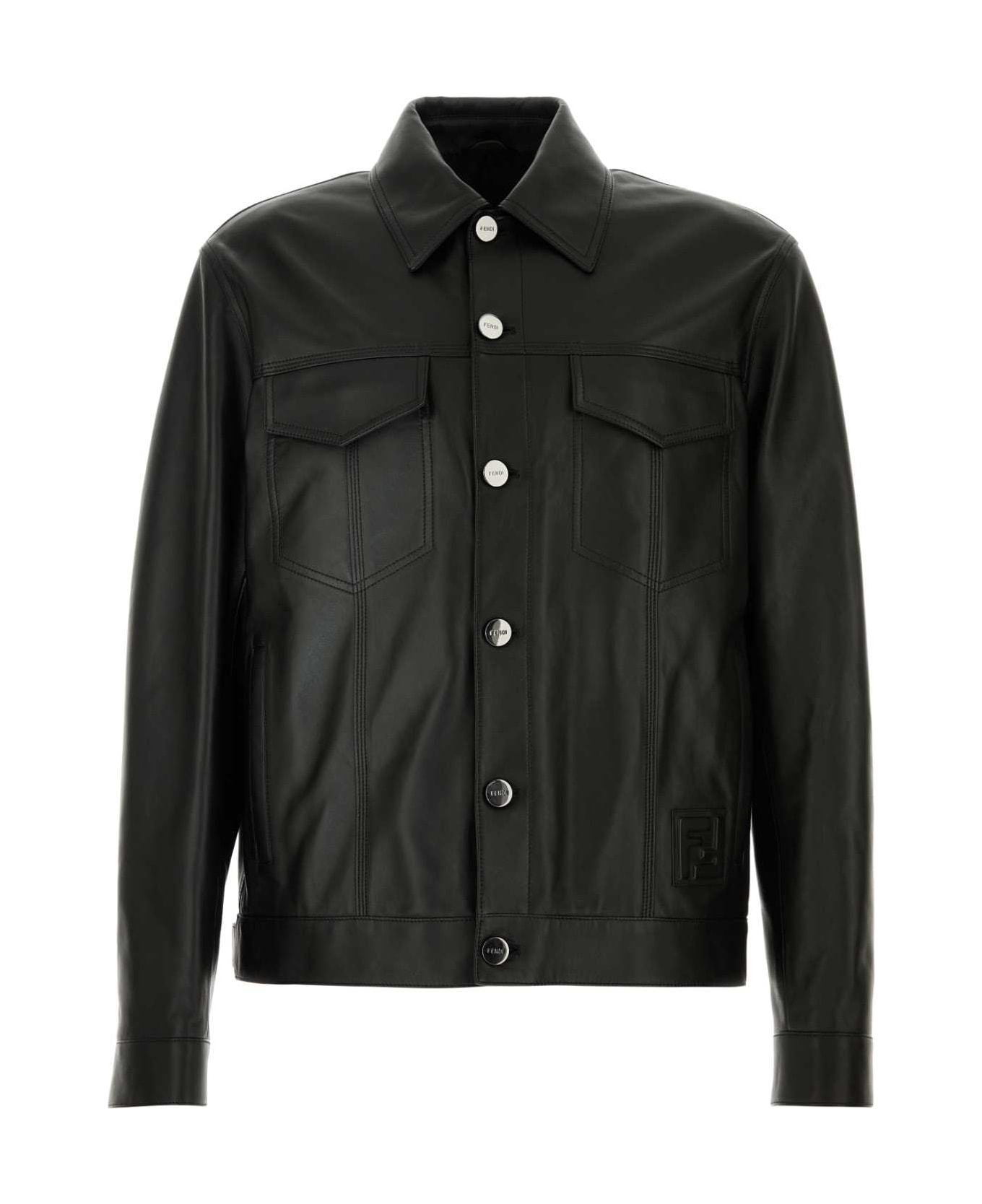 Fendi Black Leather Jacket - Black