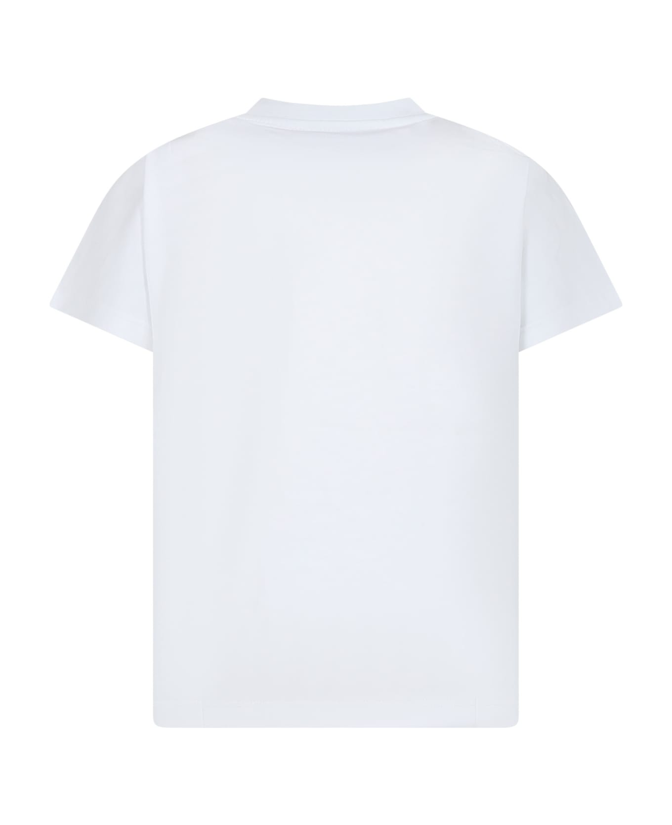 MSGM White T-shirt For Kids With Logo - White Tシャツ＆ポロシャツ