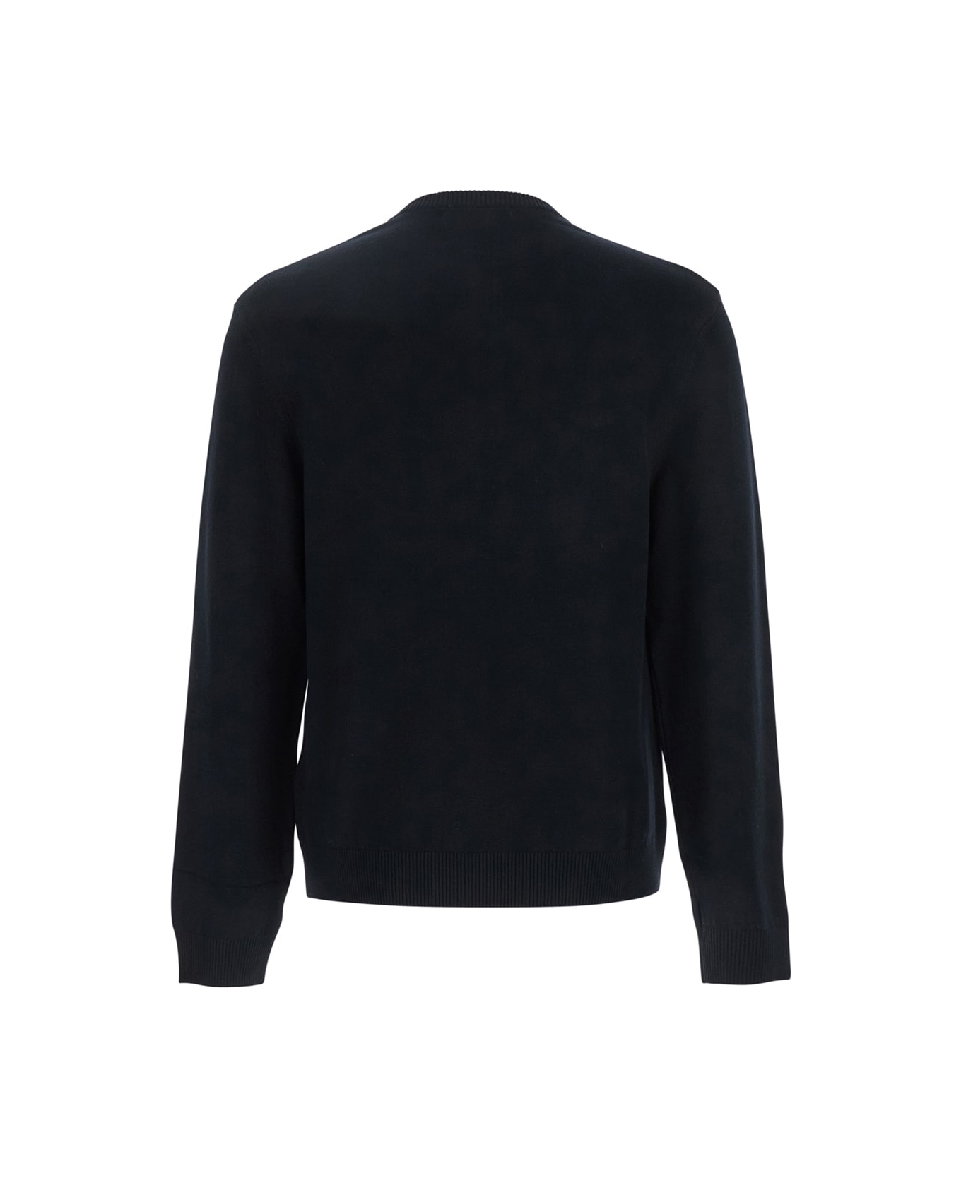 Marine Serre Black Crewneck Sweater With Logo Embroidery On The Front In Viscose Stretch Man - Black