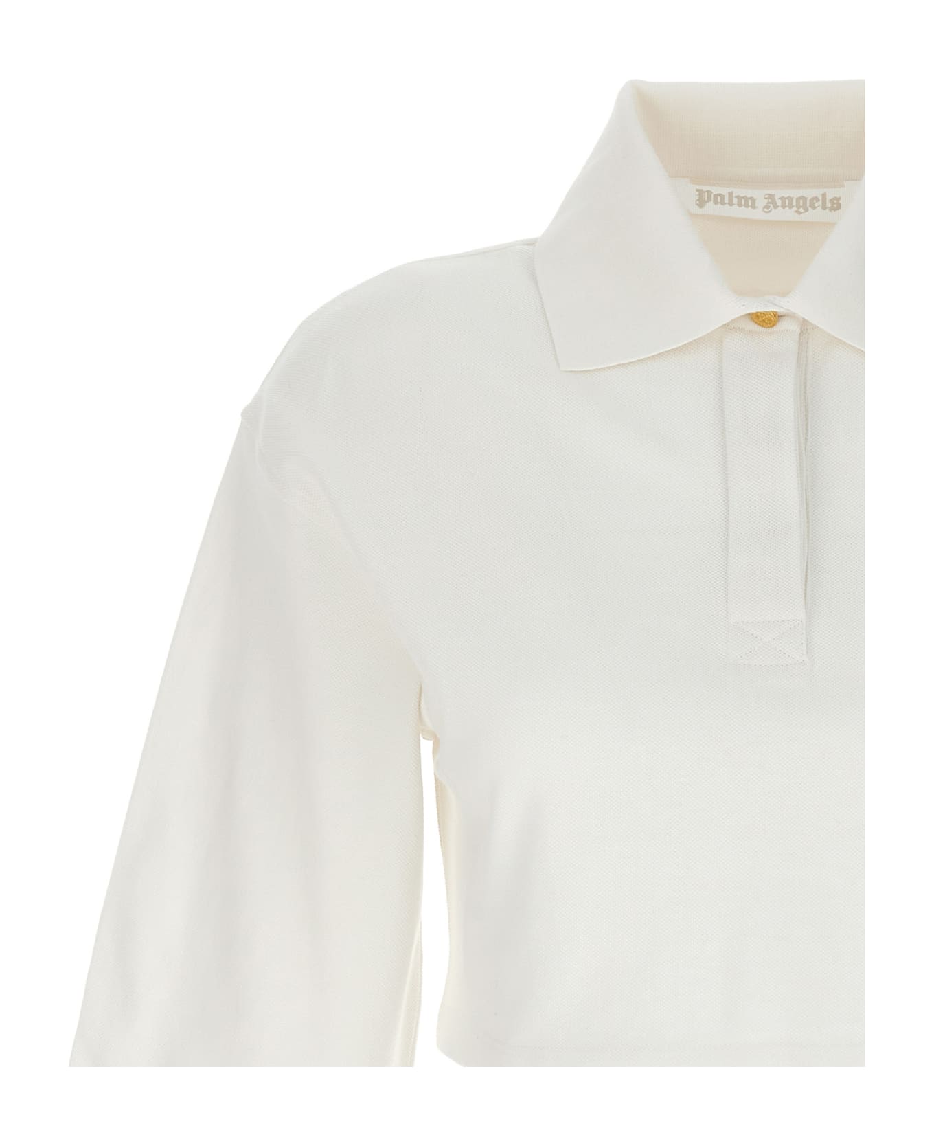 Palm Angels 'monogram' Crop Polo Shirt - White/Black