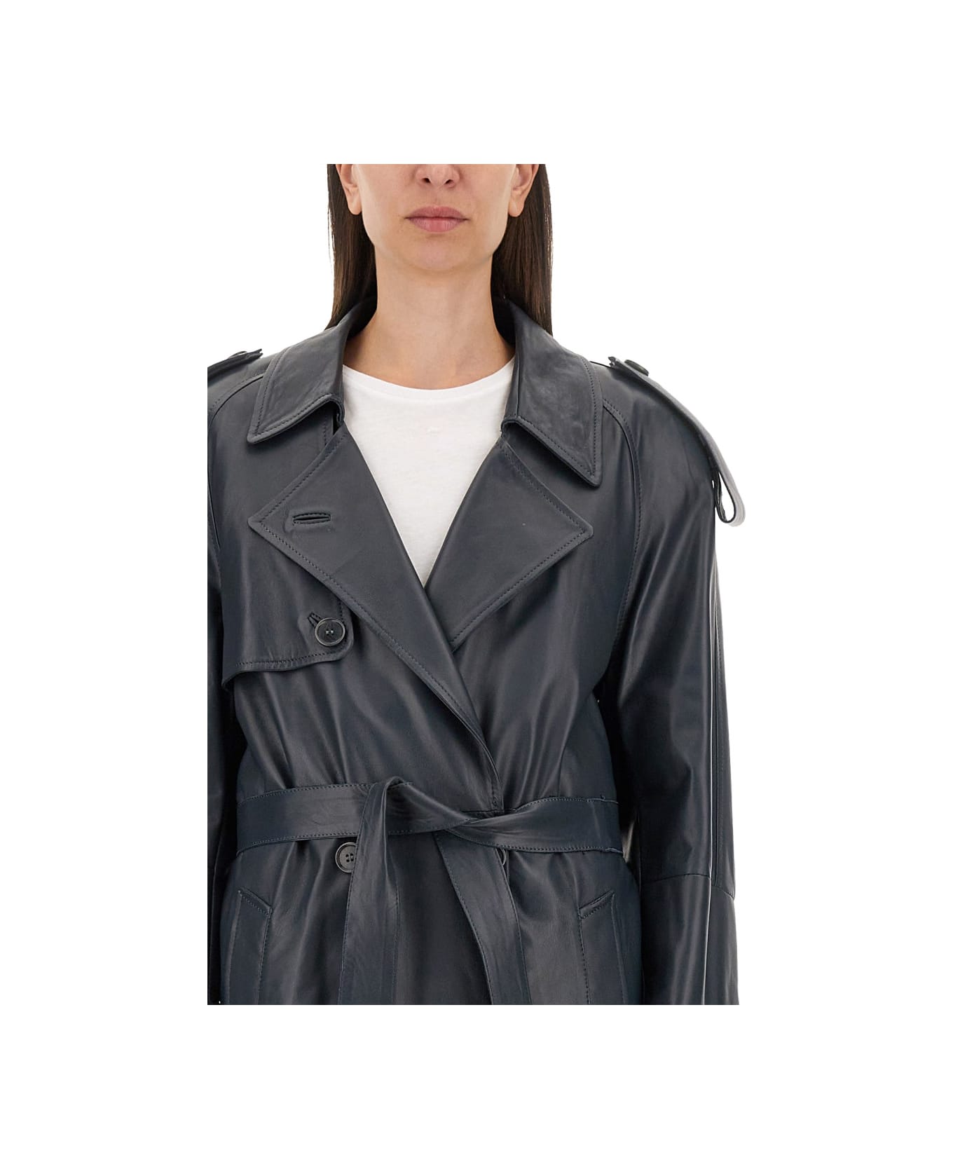 Salvatore Santoro Leather Trench Coat - GREY