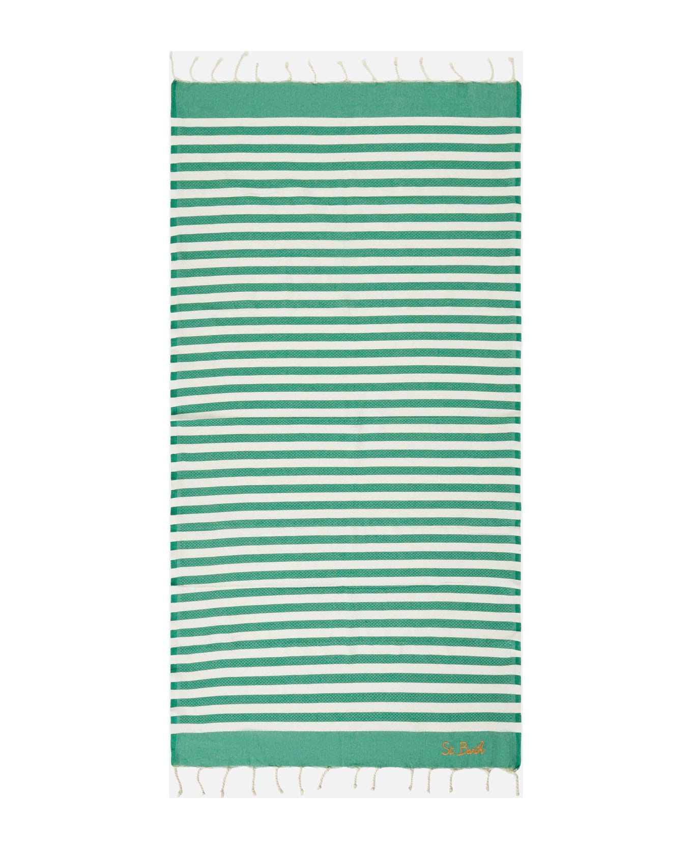 MC2 Saint Barth Fouta Classic Honeycomb With White And Green Stripes - GREEN ビーチタオル