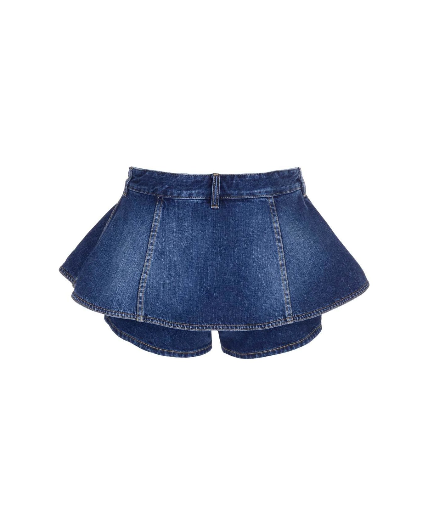 Givenchy Ruffled Denim Shorts - BLUE