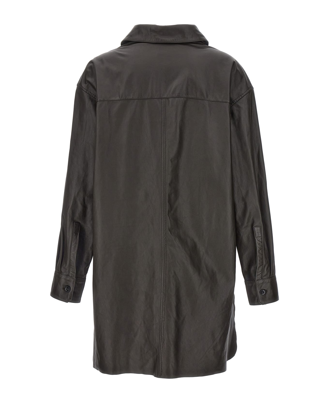 Lemaire Nappa Leather Overshirt - BROWN
